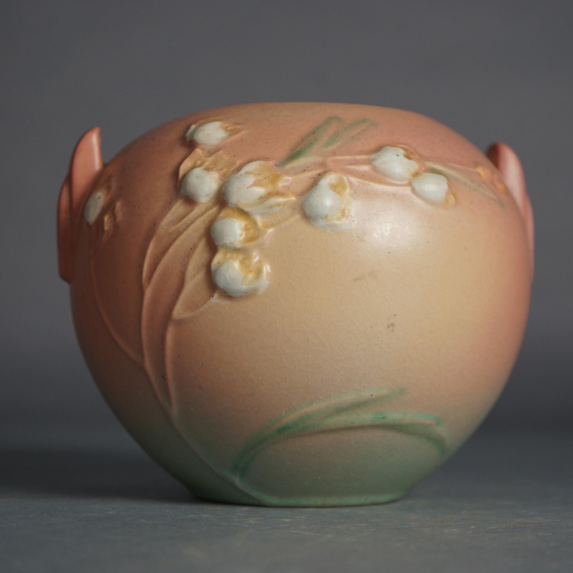 Arts and Crafts Roseville Art Pottery Pink Vase with Ixia Pattern C1937