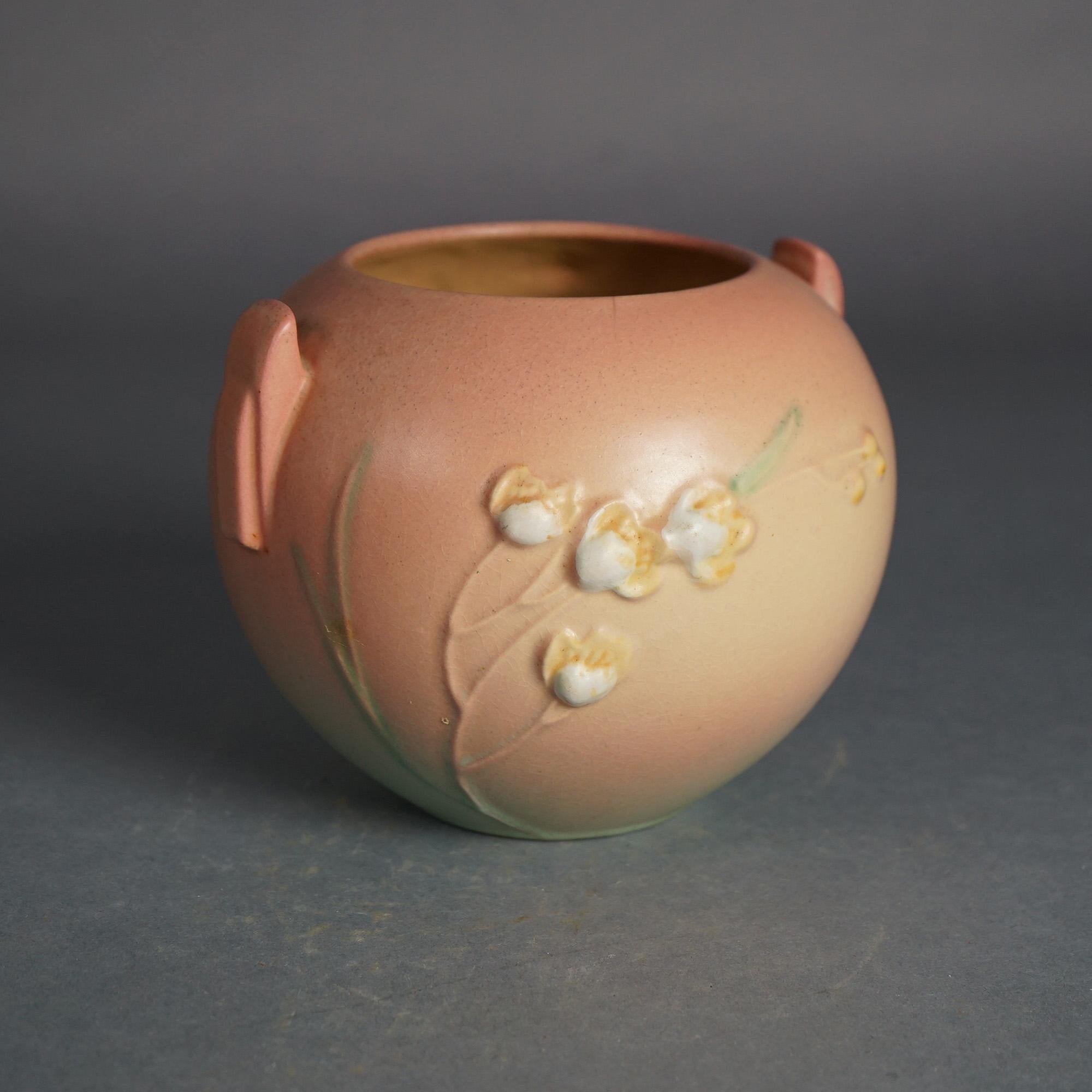 Roseville Art Pottery Pink Vase with Ixia Pattern C1937 In Good Condition In Big Flats, NY