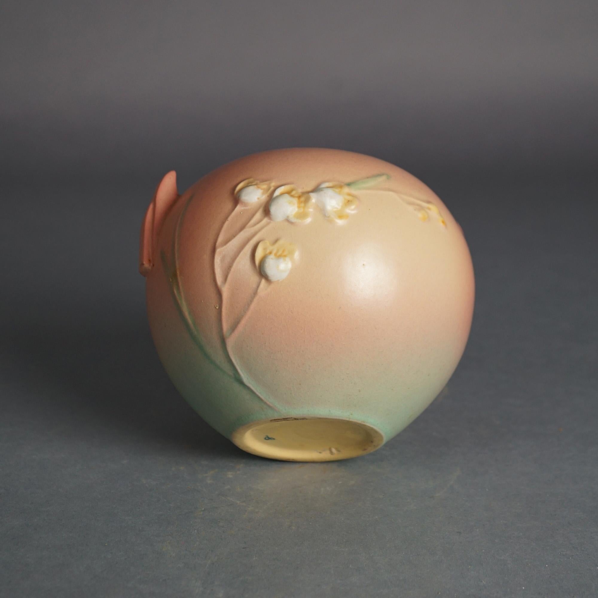 20th Century Roseville Art Pottery Pink Vase with Ixia Pattern C1937