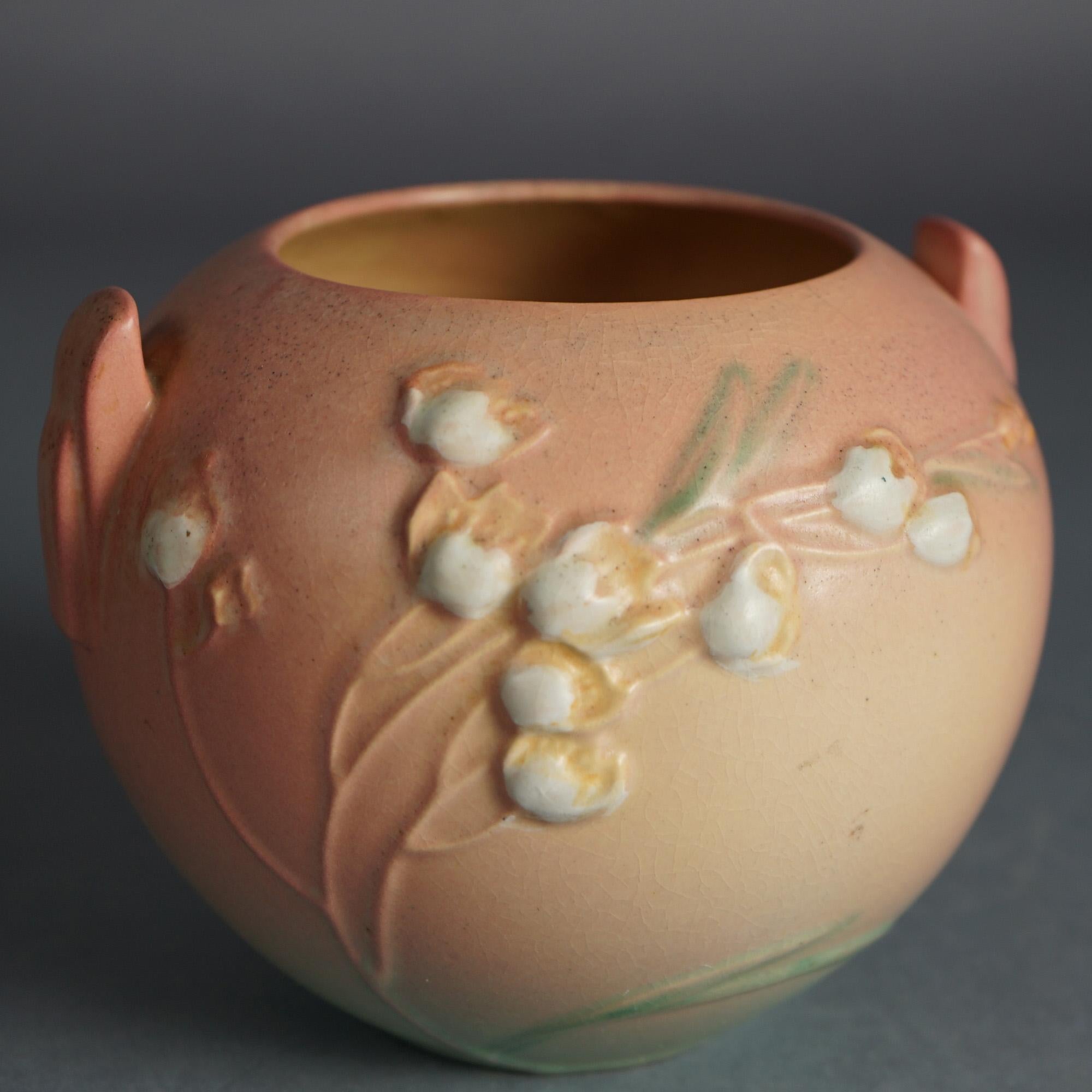 Roseville Art Pottery Pink Vase with Ixia Pattern C1937 3