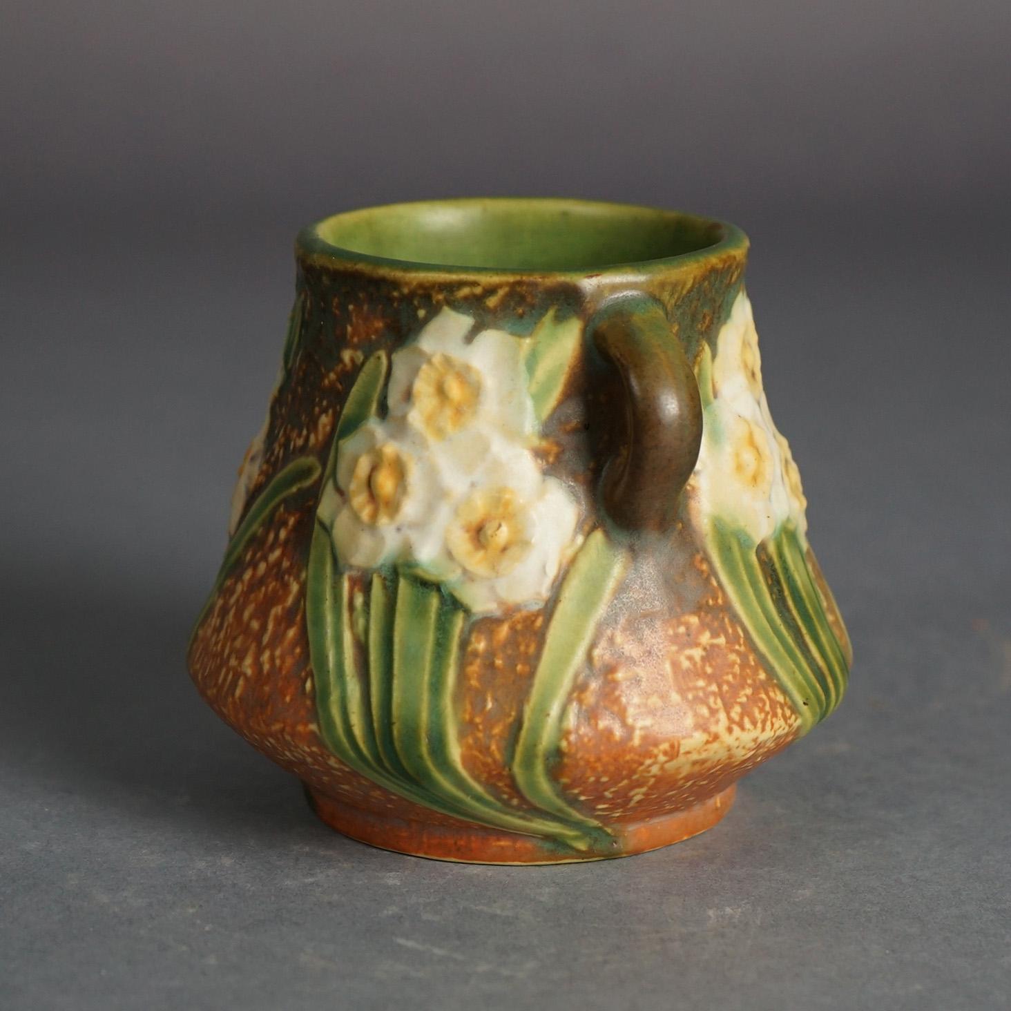 20th Century Roseville Art Pottery Vase With Jonquil Pattern 1930