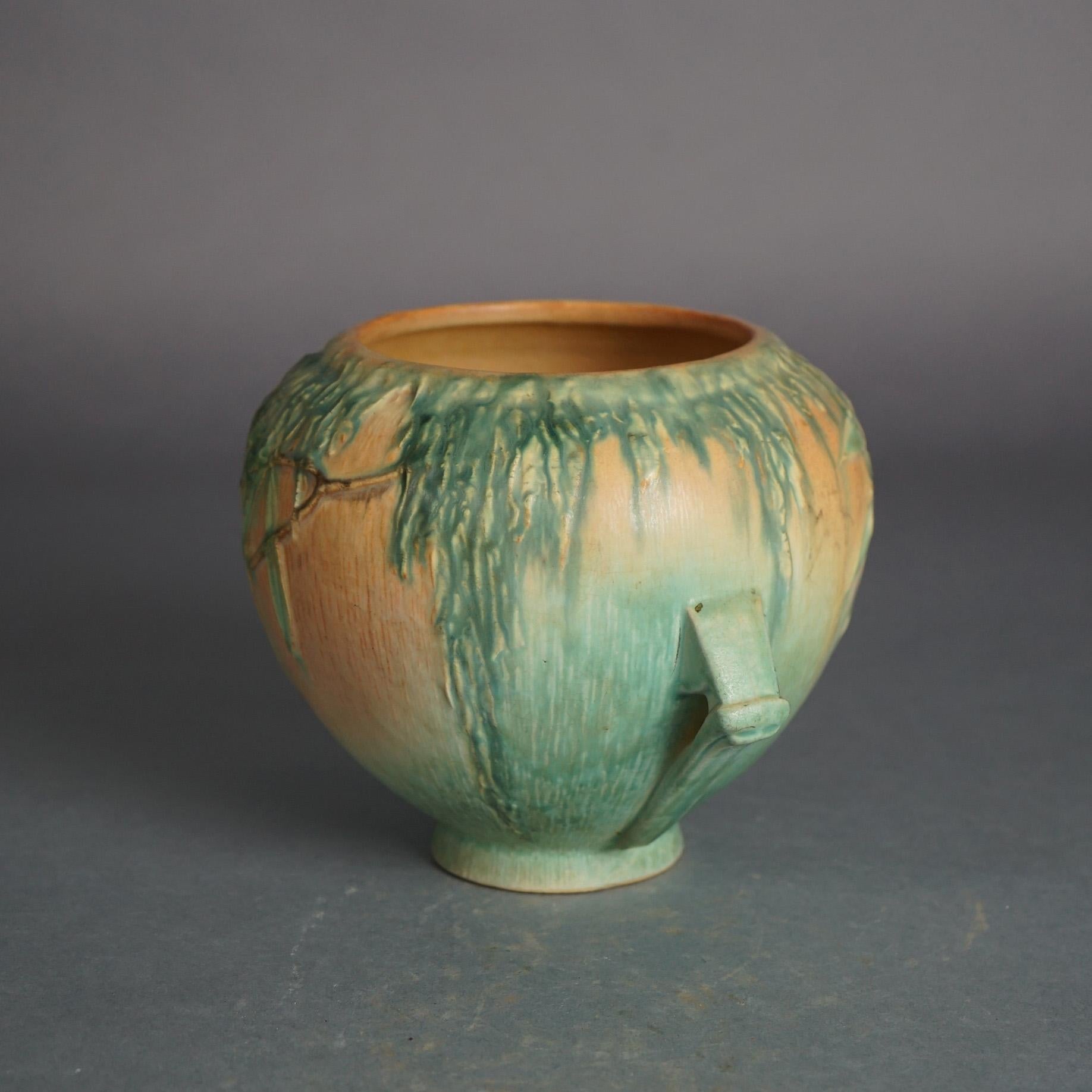 American Roseville Art Pottery Vase With Moss Pattern C1936