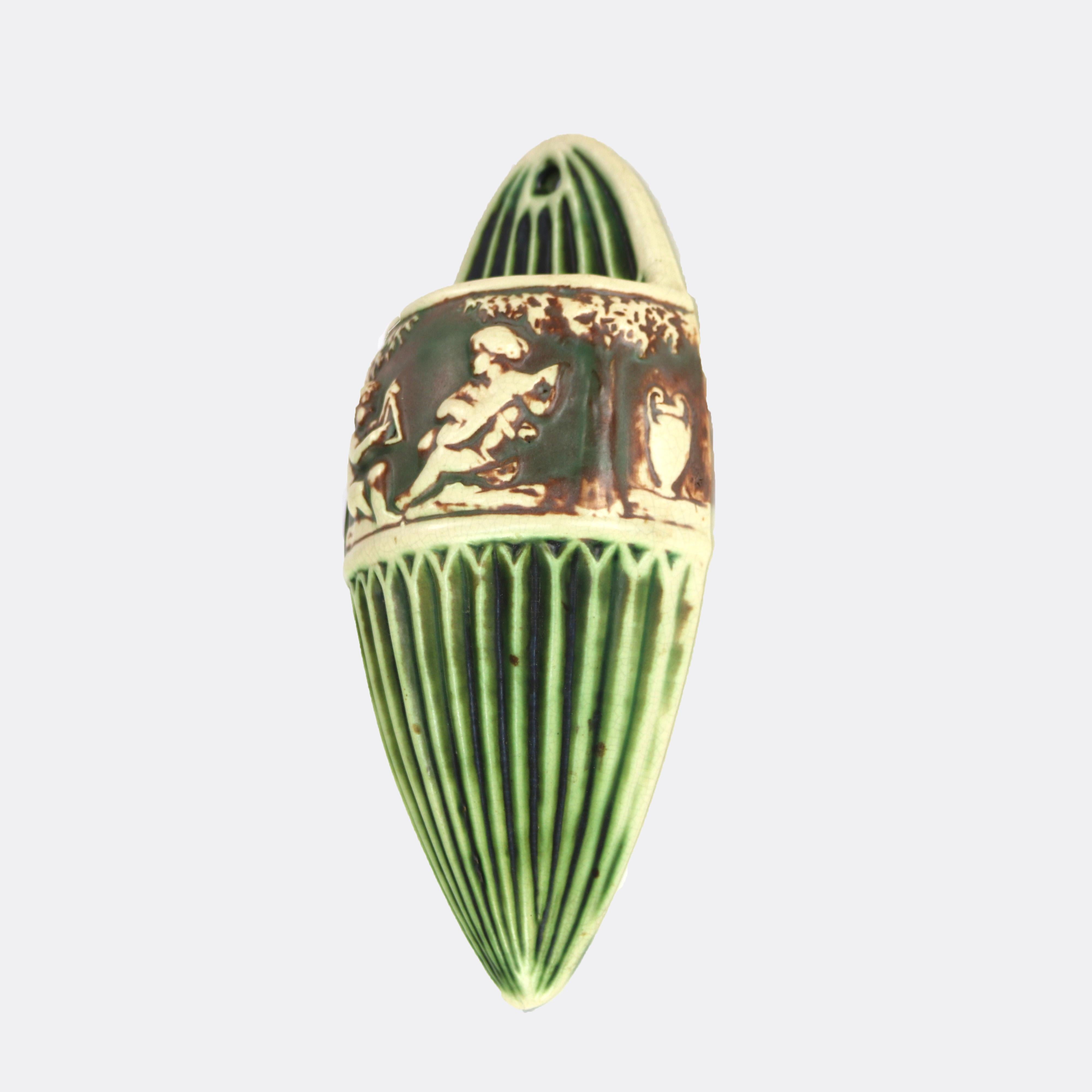 20th Century Roseville Art Pottery Wall Pocket with Donatello Pattern Mid 20thC