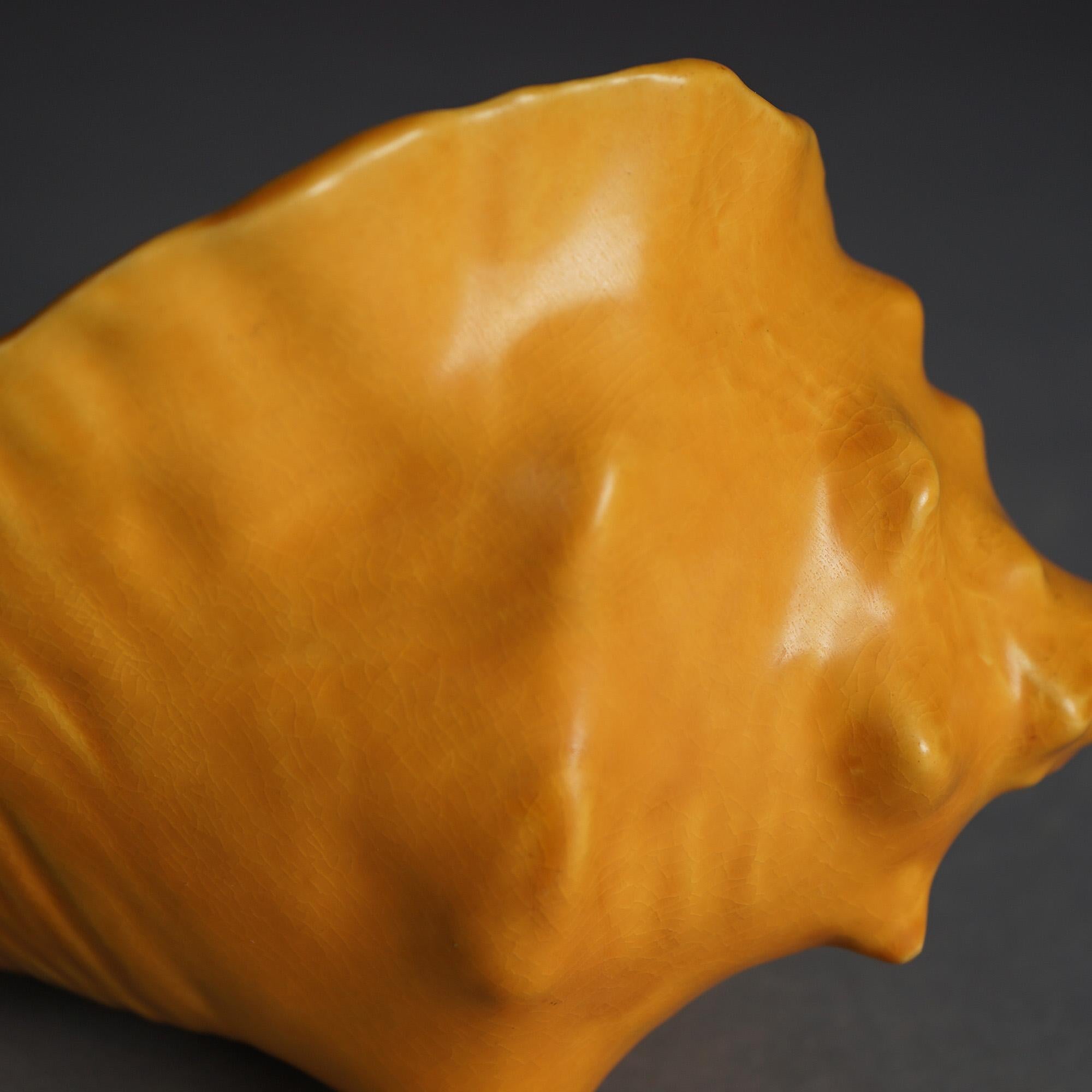 American Roseville Art Pottery Yellow Conch Shell with Yellow Peony Pattern C1942