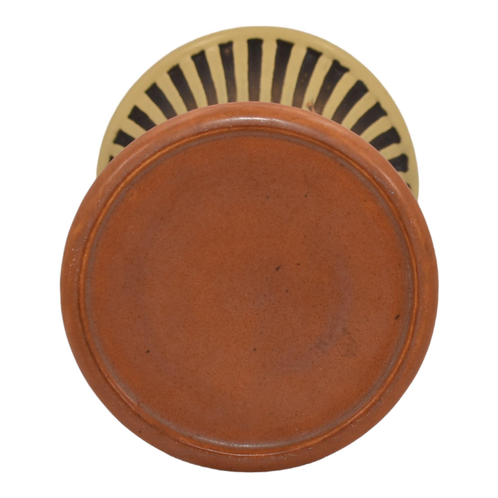 Roseville Cherry Blossom Brown 1933 Pottery Ceramic Jardiniere Pedestal 627 In Good Condition In East Peoria, IL