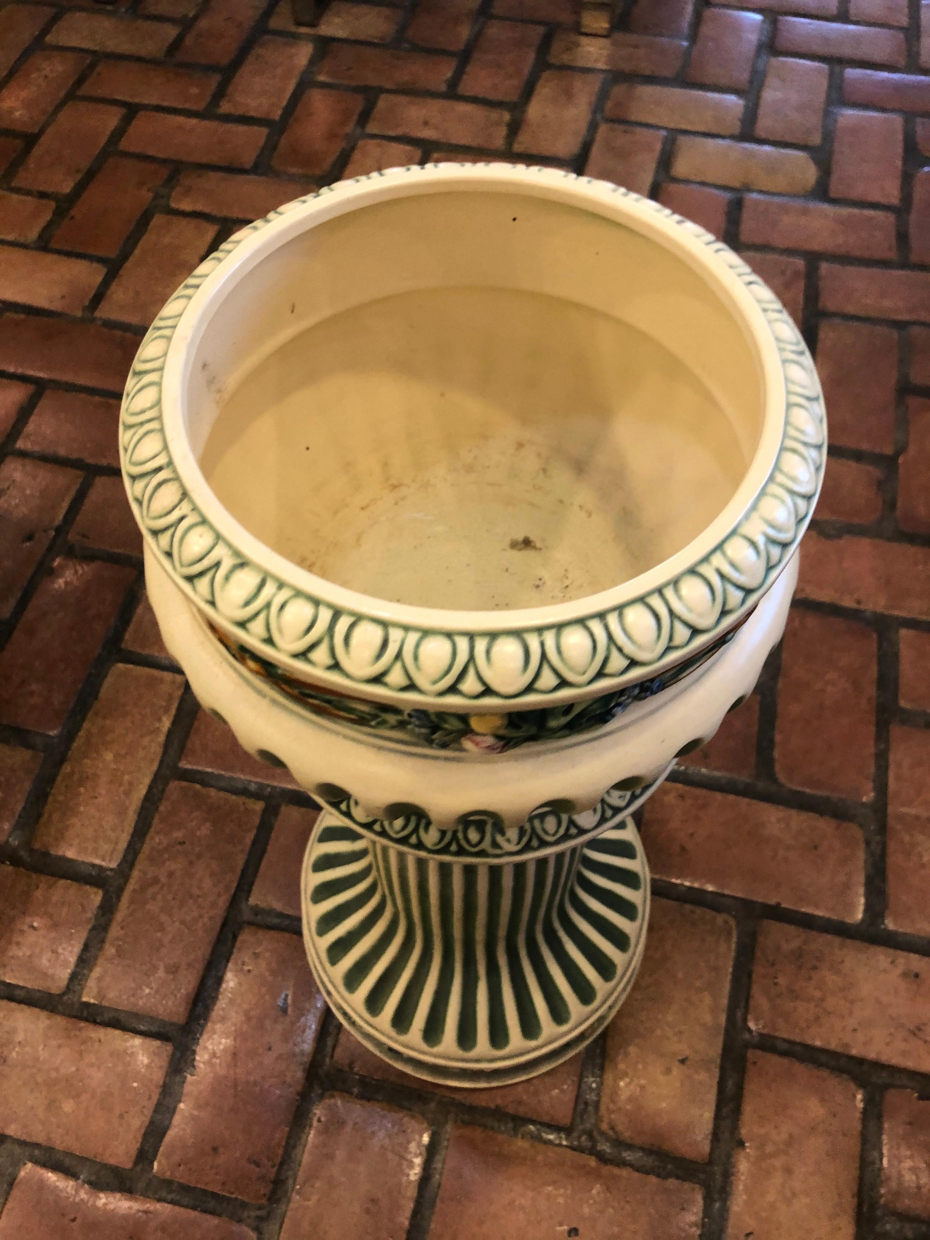 Early 20th Century Roseville Corinthian Pattern Jardinière and Matching Pedestal