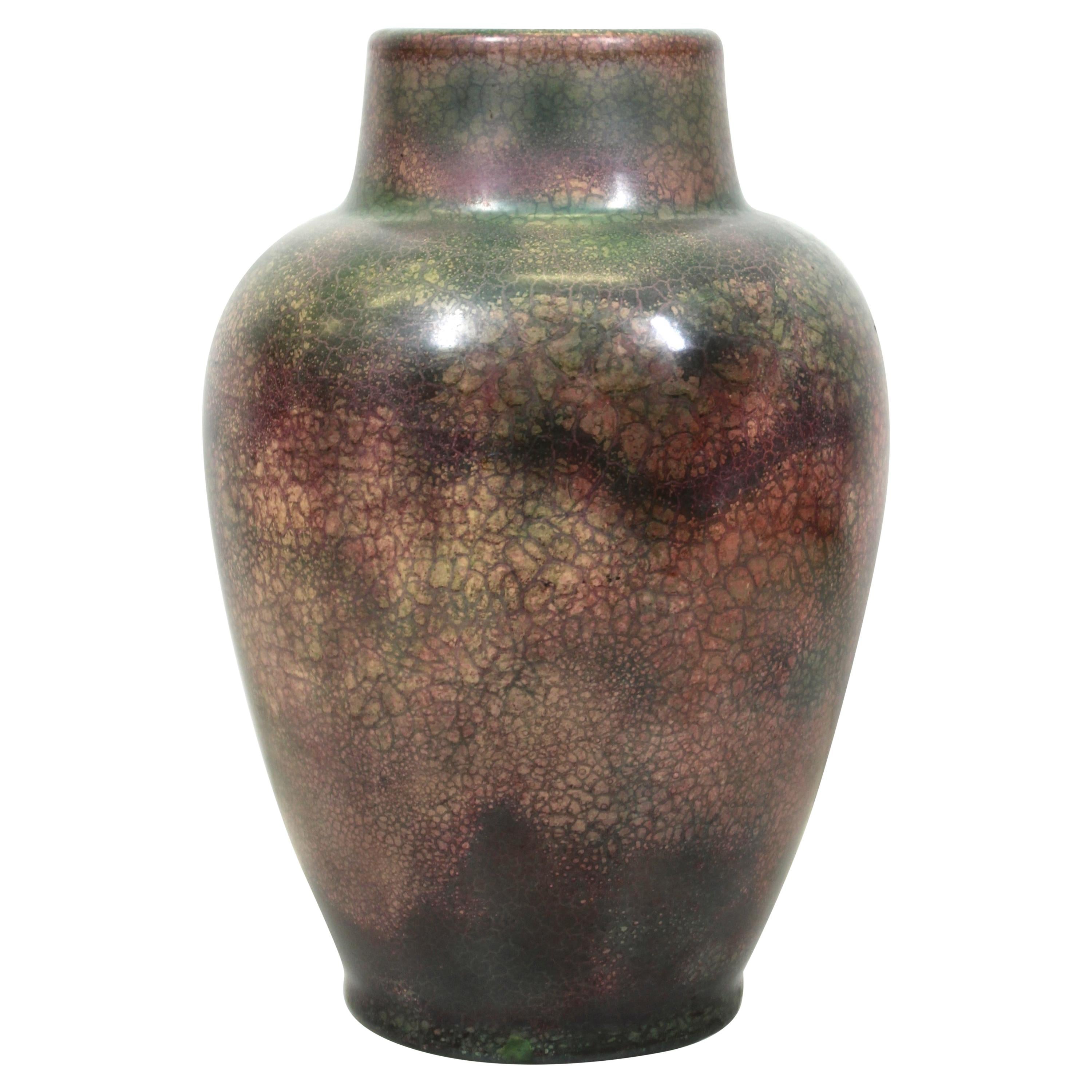 Roseville for Tiffany Chinese Form Pauleo Ceramic Vase For Sale