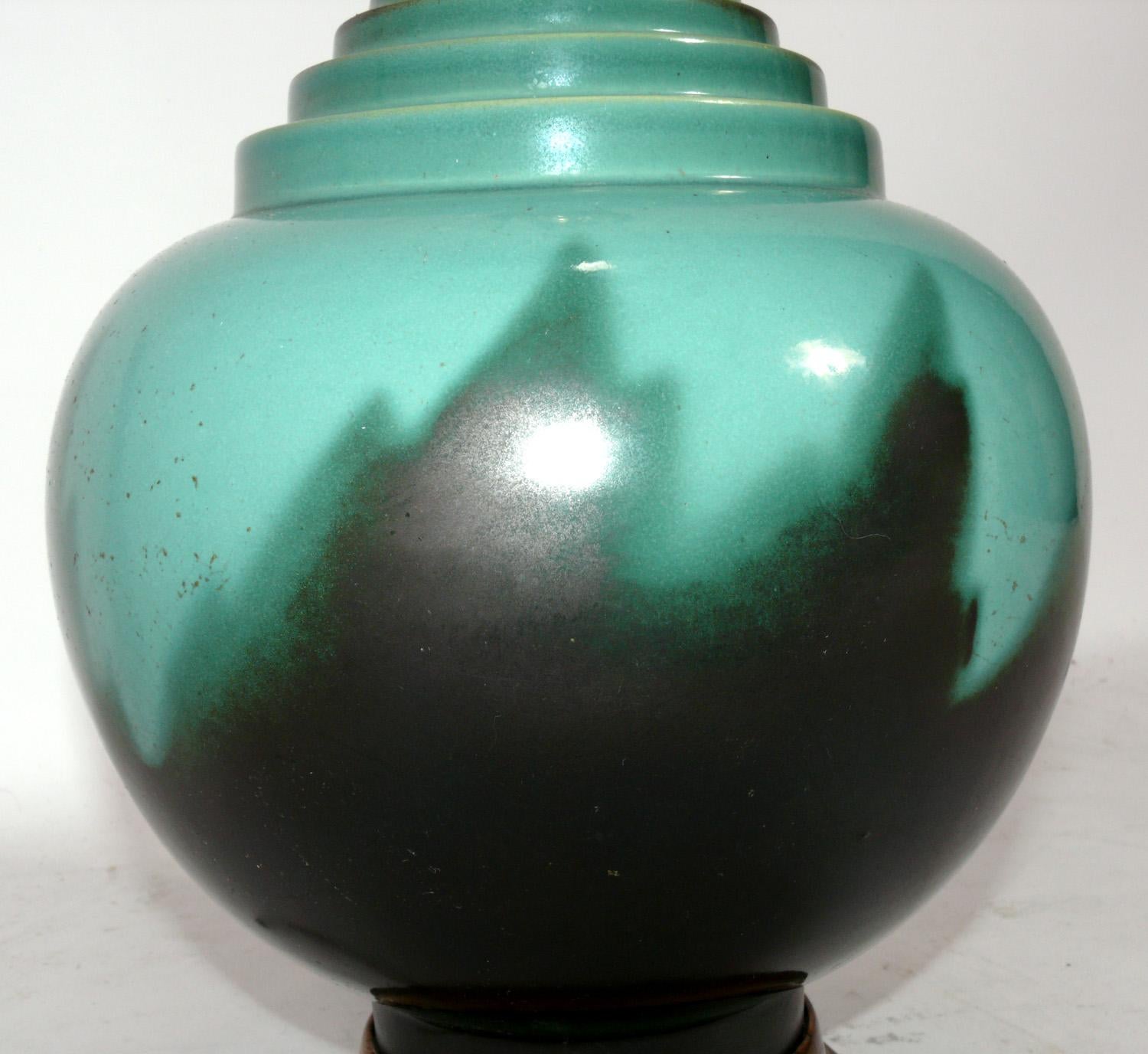 roseville pottery lamp