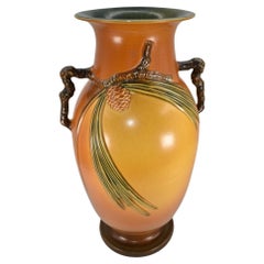 Roseville Pine Cone Brown 1936 Vintage Art Pottery Ceramic Floor Vase 913-18
