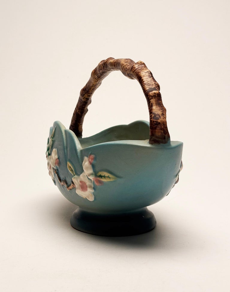 Roseville Pottery Apple Blossom Basket 310-10 at 1stDibs