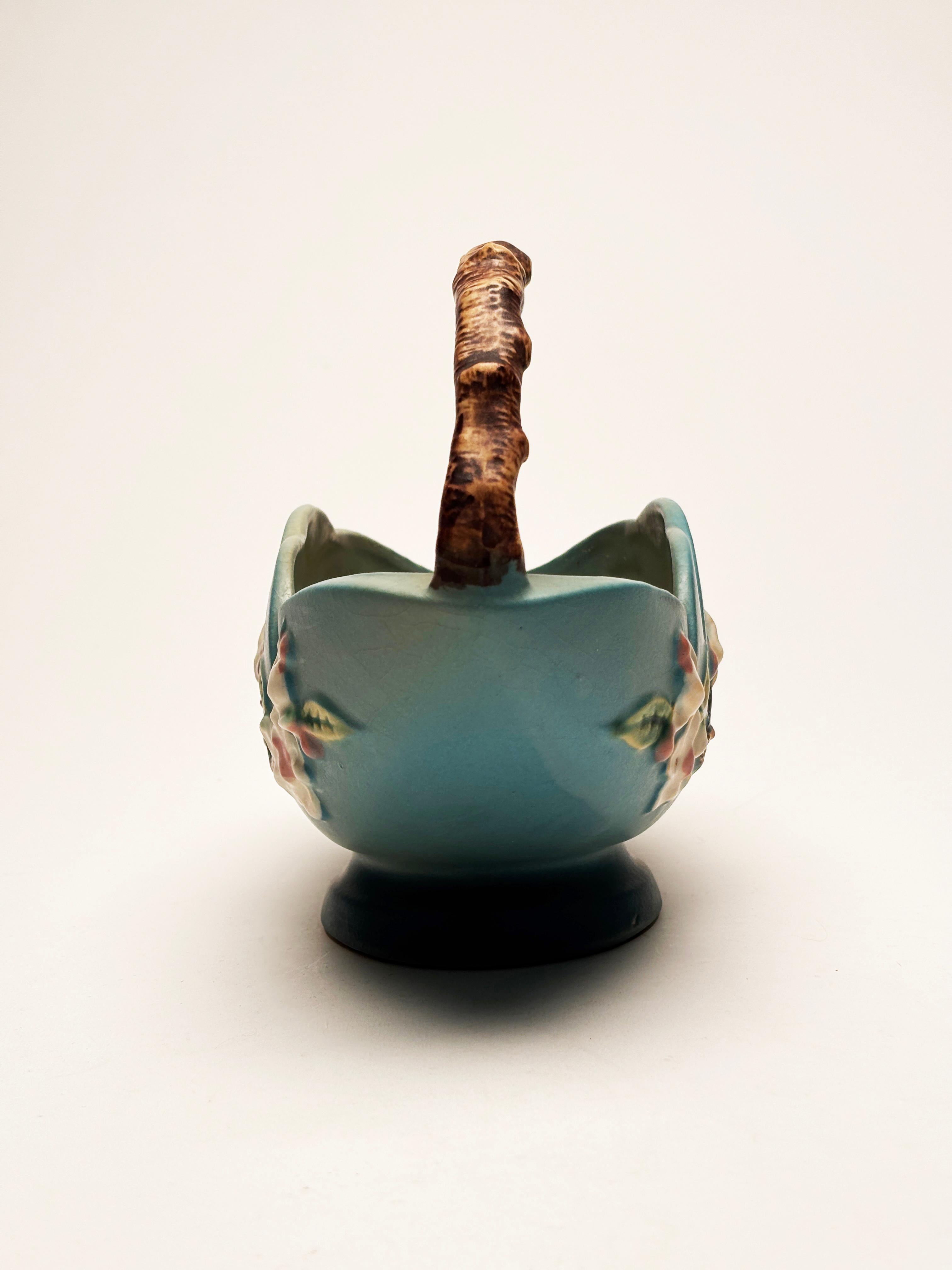 Roseville Pottery Apple Blossom Basket 310-10 Art Decó en venta
