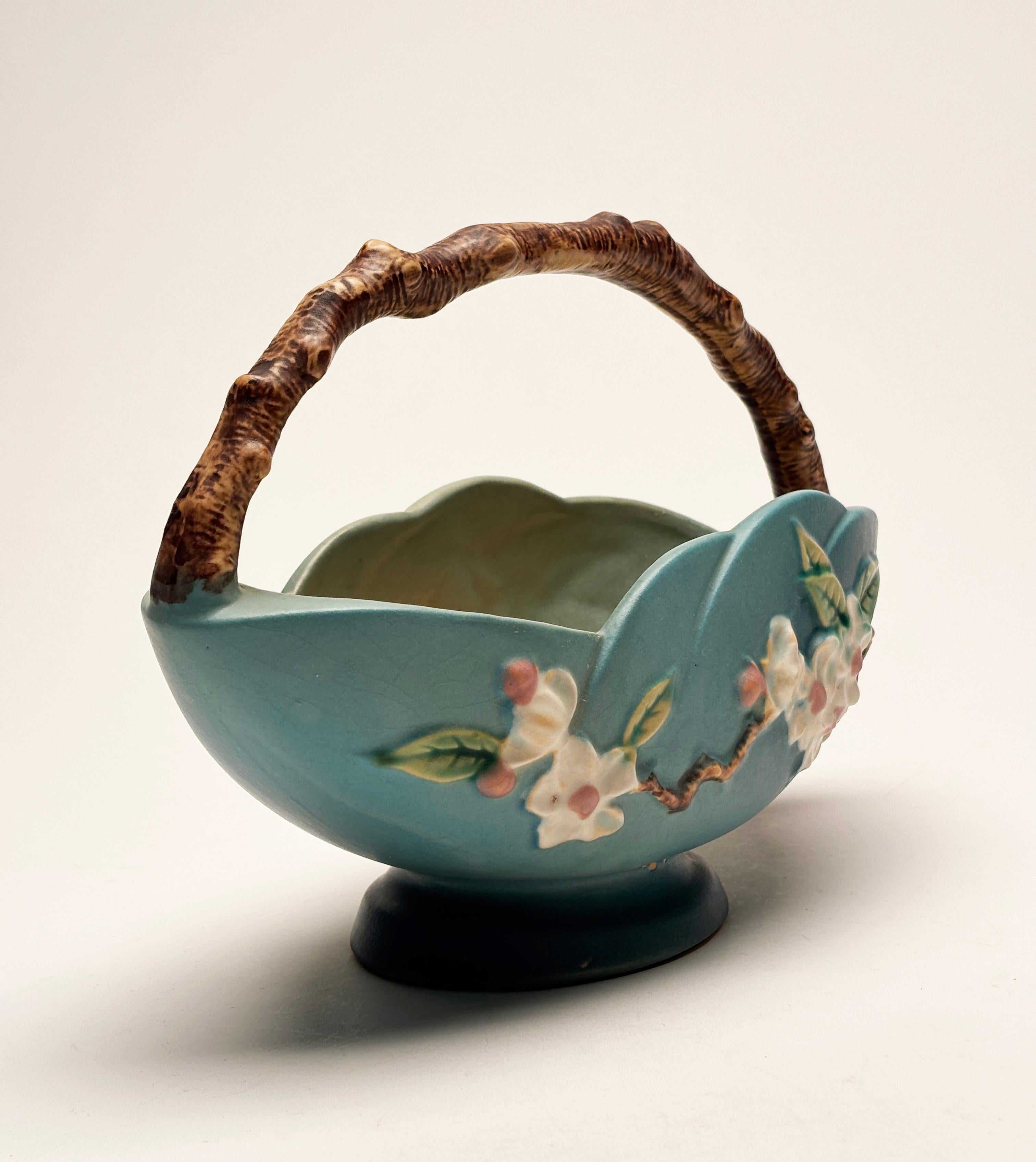 Roseville Pottery Apple Blossom Basket 310-10 Estadounidense en venta