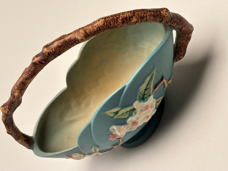 Roseville Pottery Apple Blossom Basket 310-10 at 1stDibs