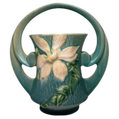 Roseville Pottery Art Clematis Flower Pattern Basket