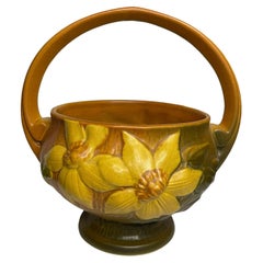 Cestino Roseville Pottery Art Clematis con motivo floreale