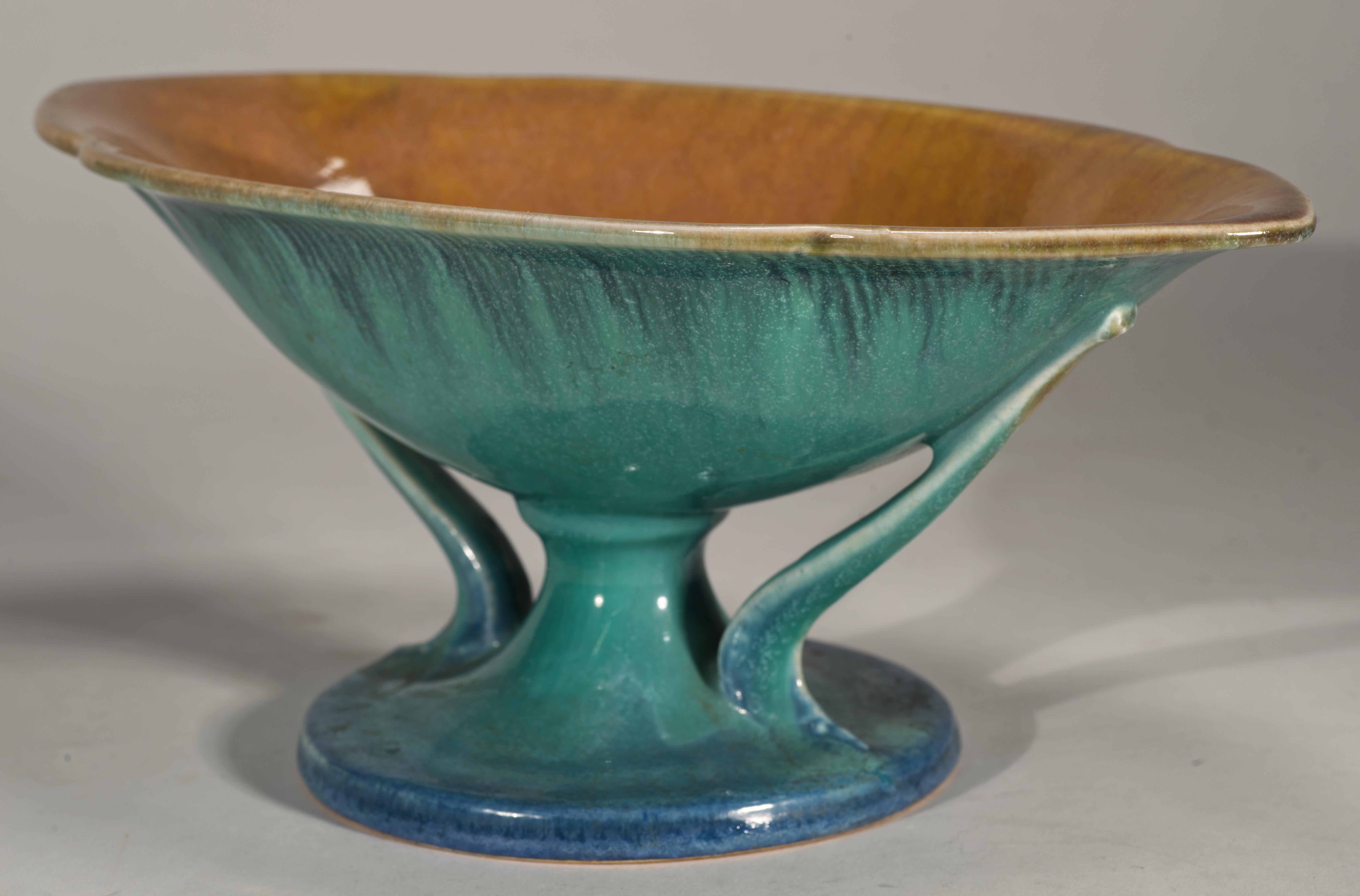 Roseville Pottery Cuenco Art Decó Orian Turquesa, 1935 Estadounidense en venta