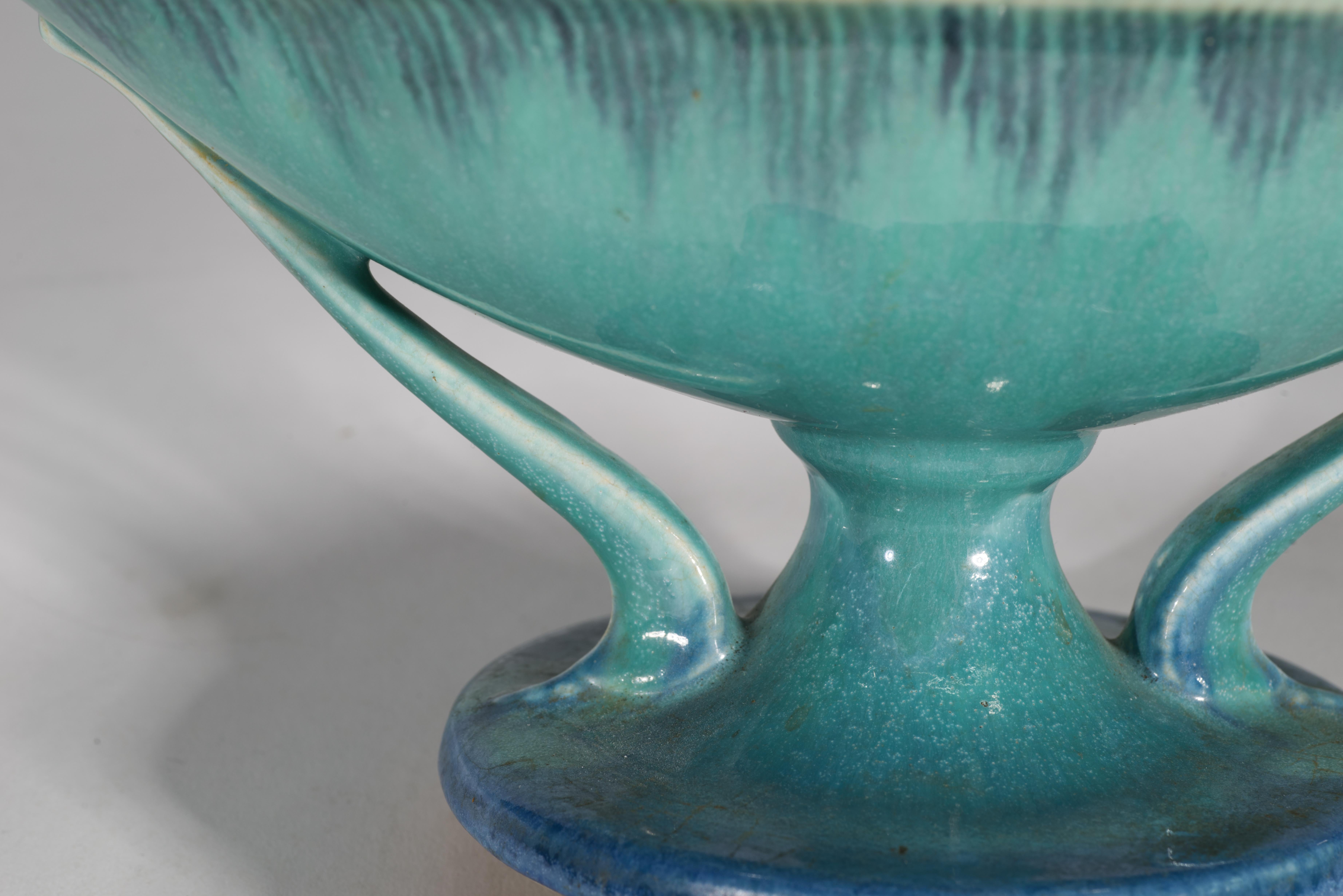Roseville Pottery Cuenco Art Decó Orian Turquesa, 1935 siglo XX en venta