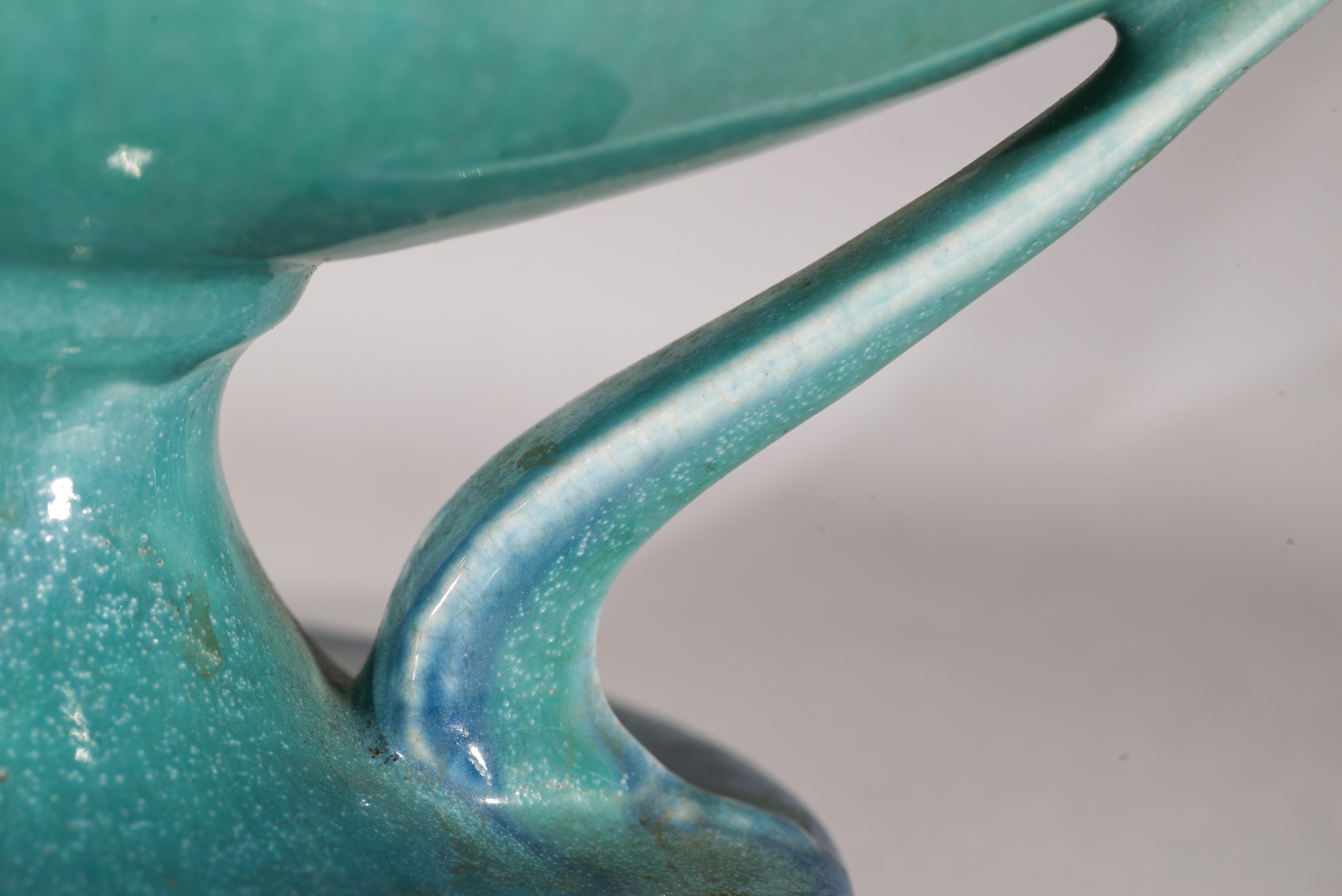 Roseville Pottery Cuenco Art Decó Orian Turquesa, 1935 Cerámico en venta