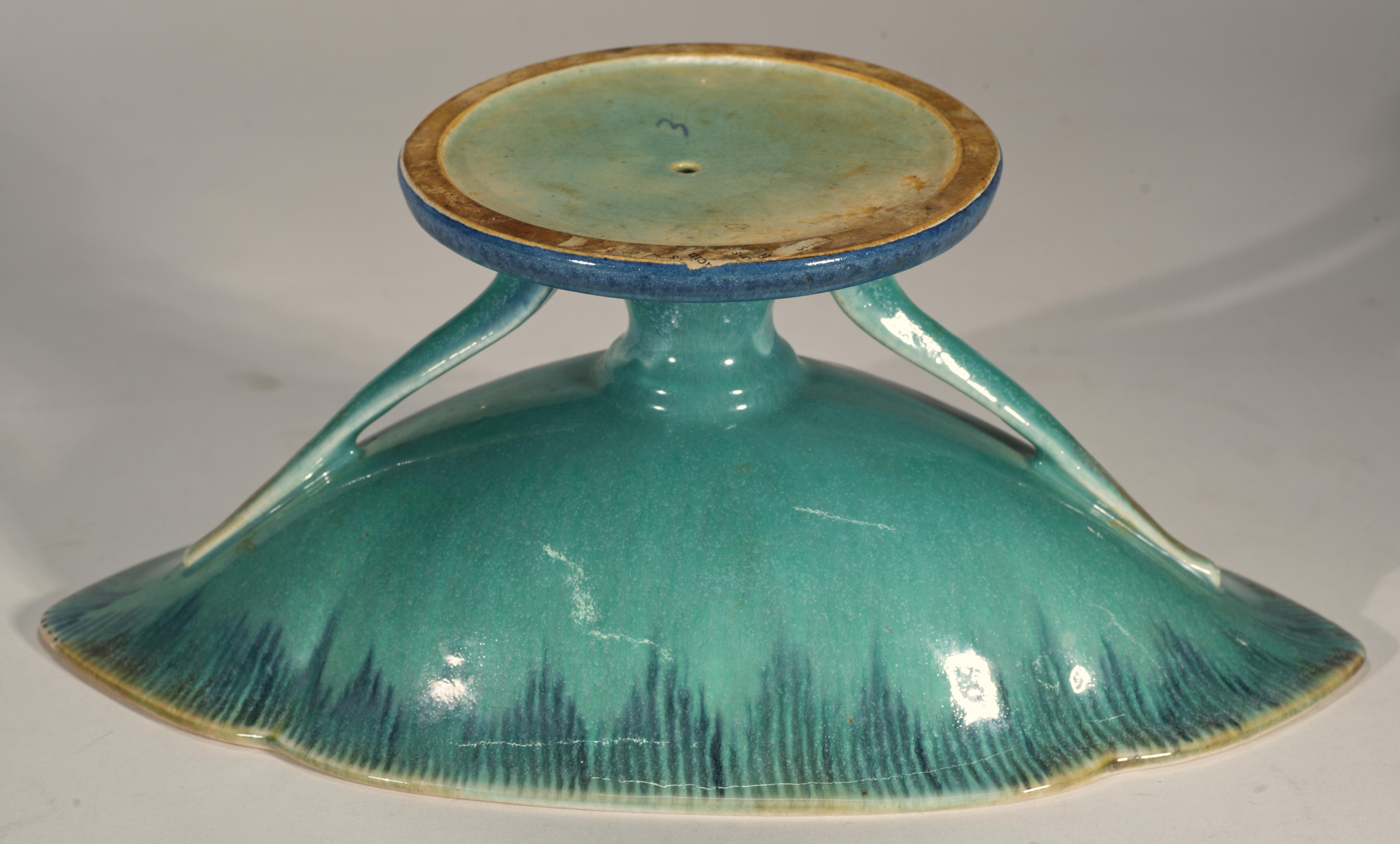 Roseville Pottery Cuenco Art Decó Orian Turquesa, 1935 en venta 1