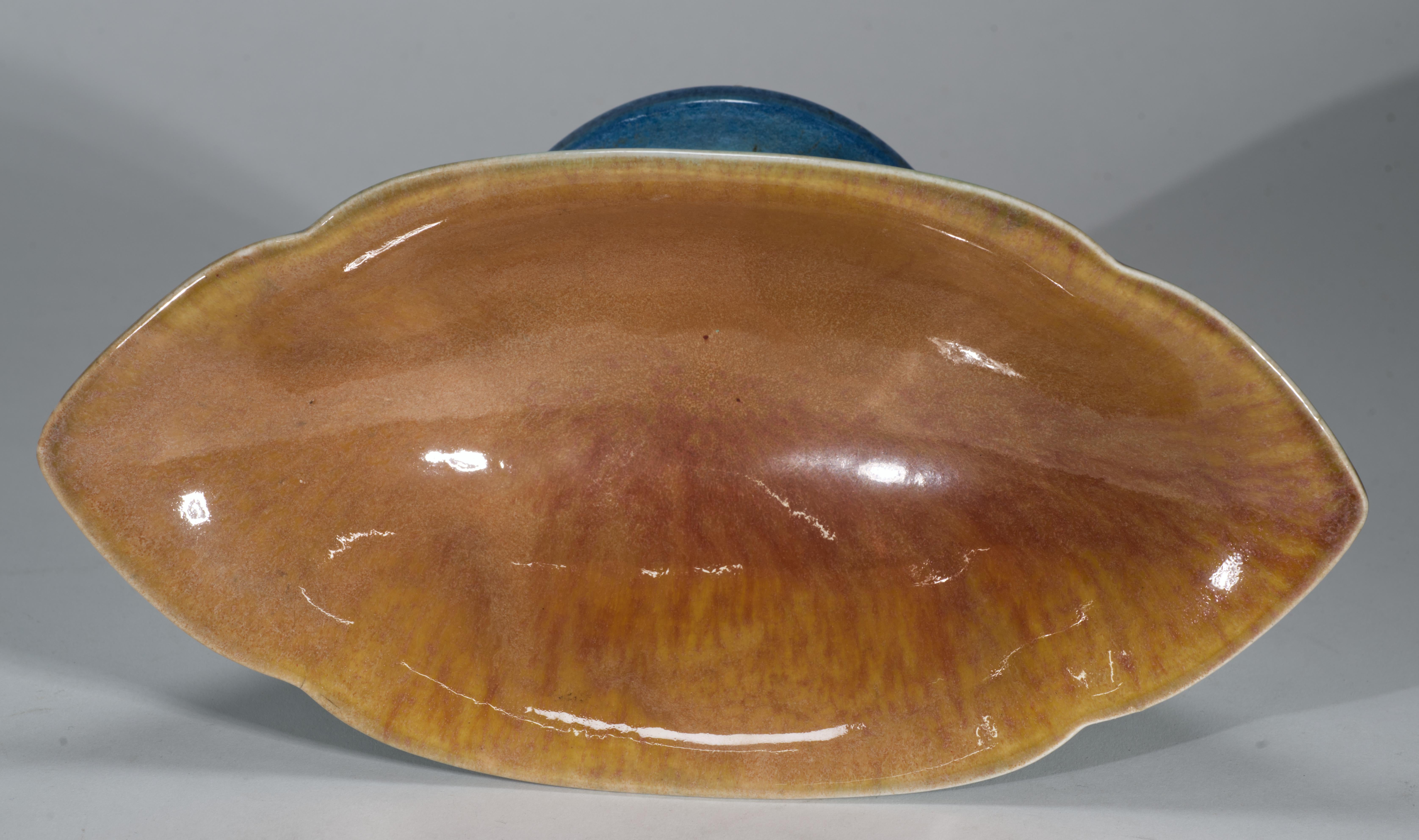 Roseville Pottery Cuenco Art Decó Orian Turquesa, 1935 en venta 2