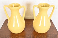 Roseville Pottery Arts & Crafts Large Yellow Glazed Handled Art Pottery Jugs