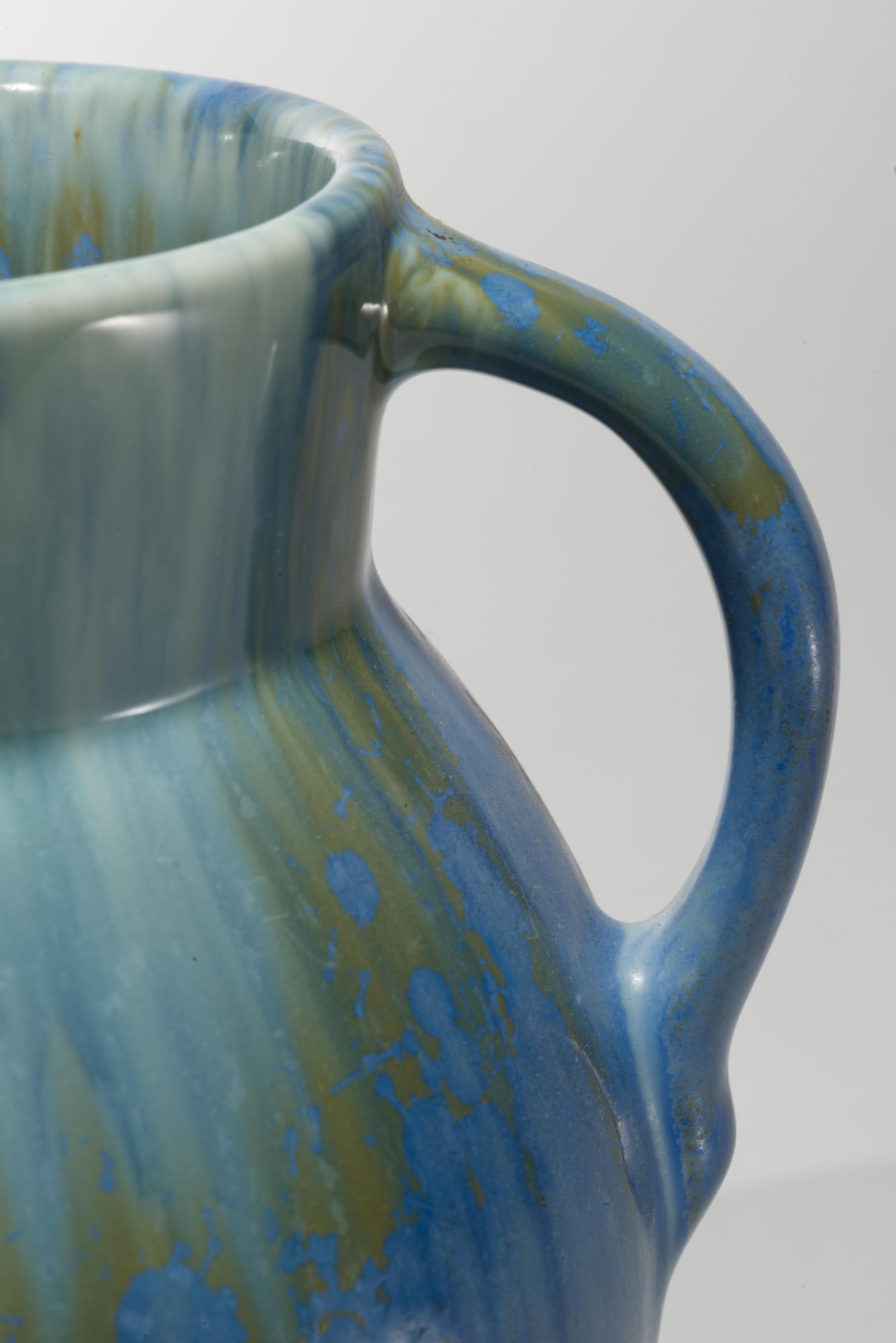 Vase Earlam bleu tourmaline de Roseville Pottery, Frank Franks 1930s en vente 2