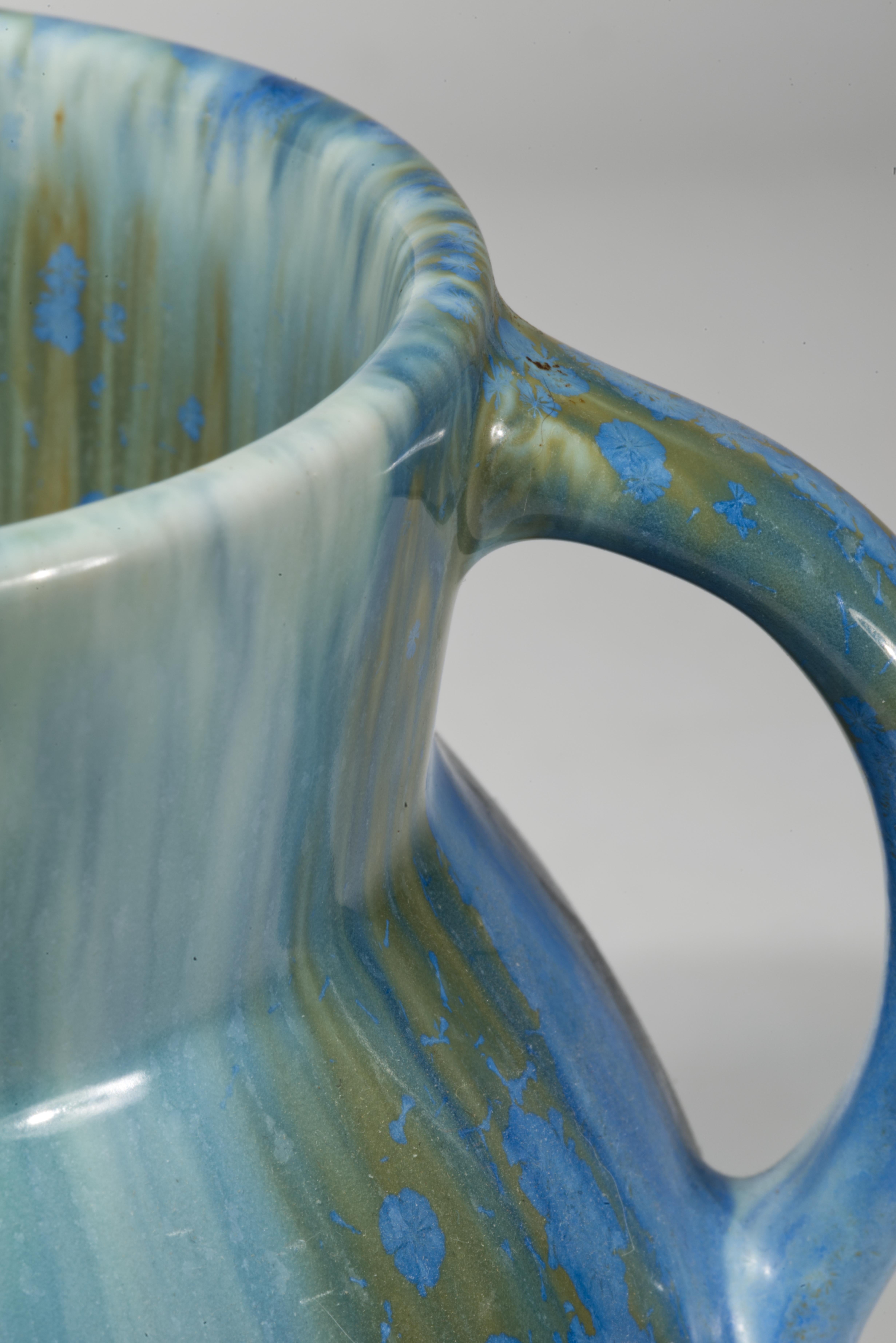 Vase Earlam bleu tourmaline de Roseville Pottery, Frank Franks 1930s en vente 3