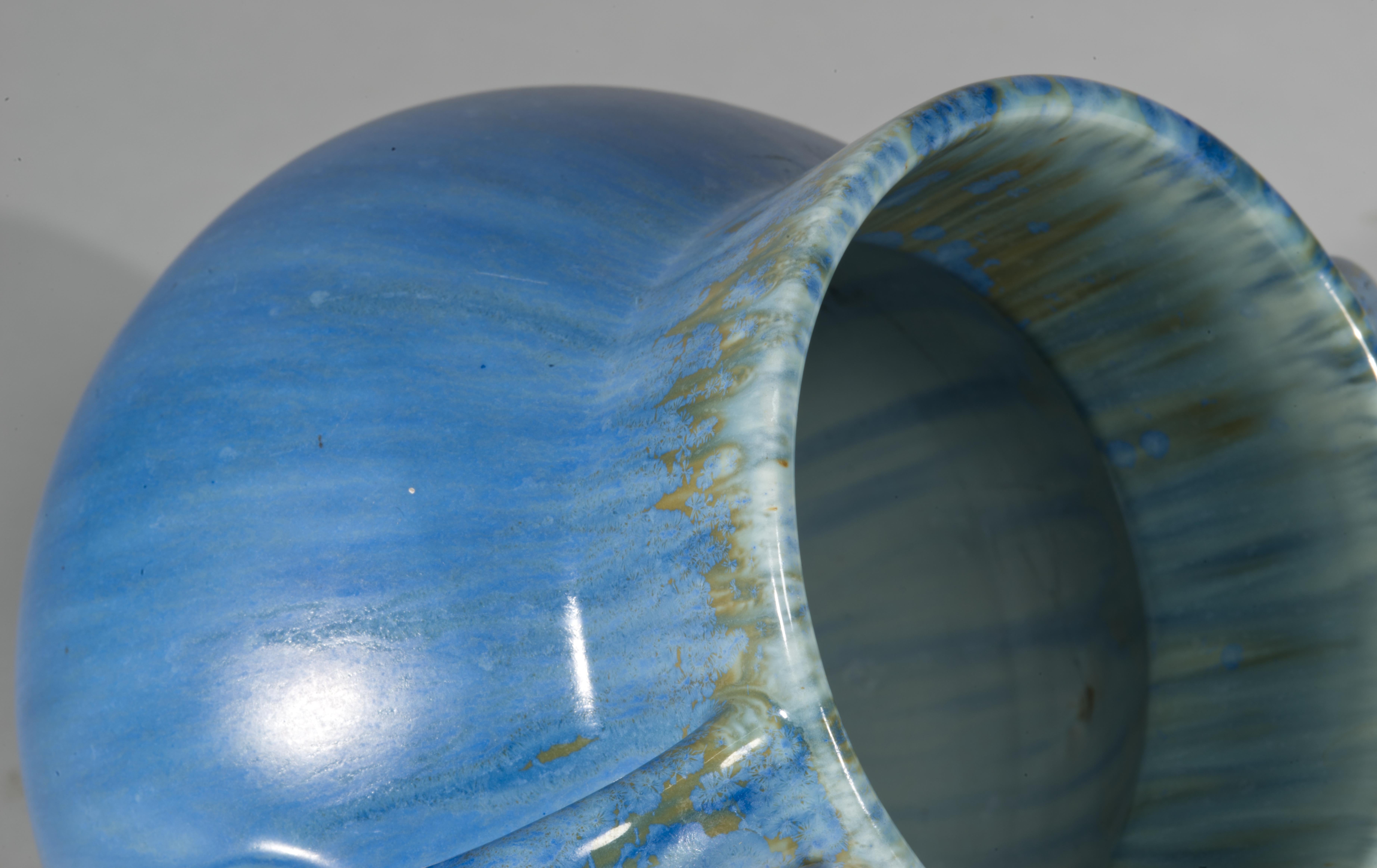 Céramique Vase Earlam bleu tourmaline de Roseville Pottery, Frank Franks 1930s en vente
