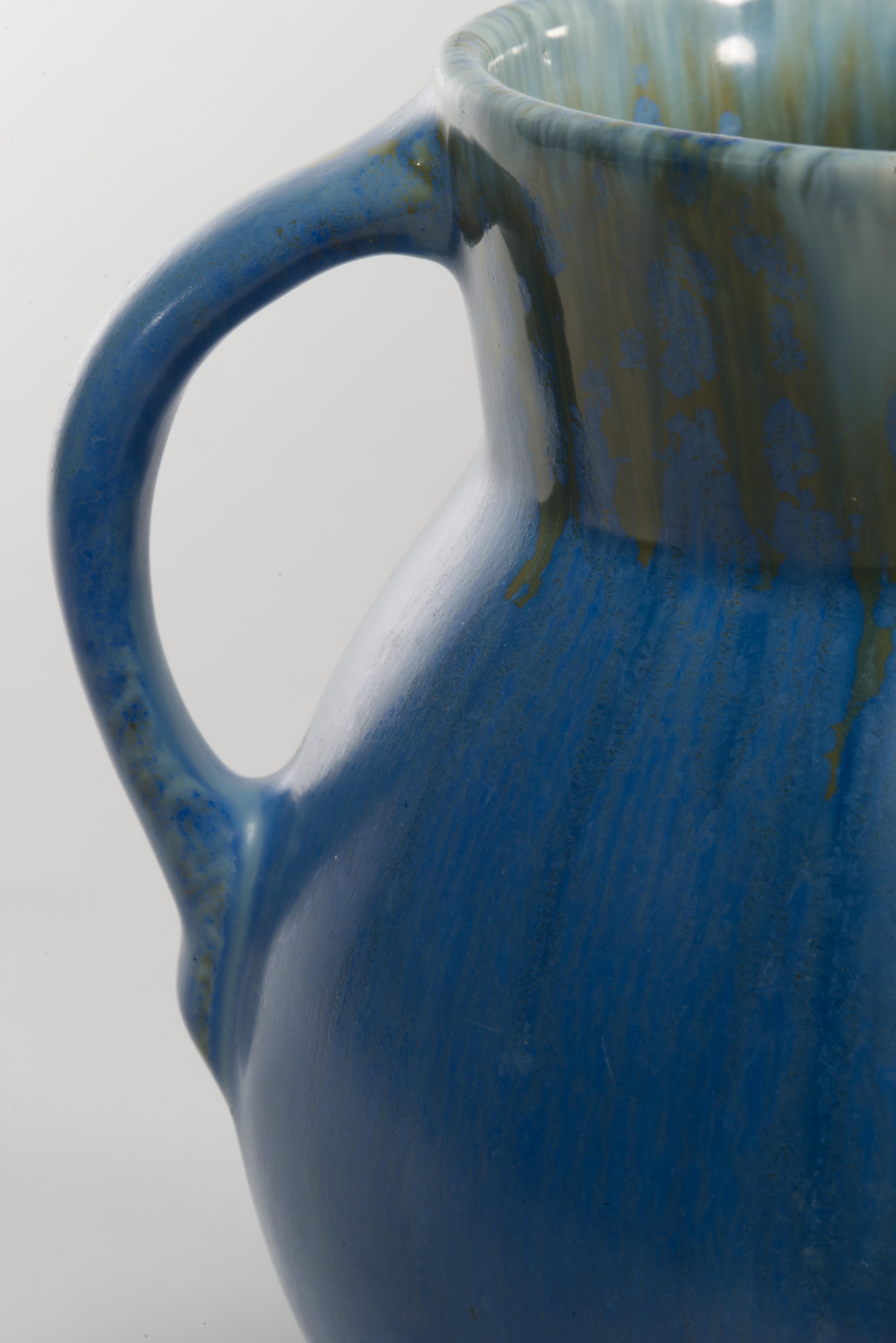 Vase Earlam bleu tourmaline de Roseville Pottery, Frank Franks 1930s en vente 1