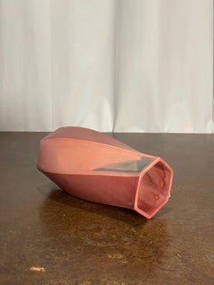 Roseville Pottery Futura Sculptural Twist Vase in Matte Raspberry Glaze, c1924