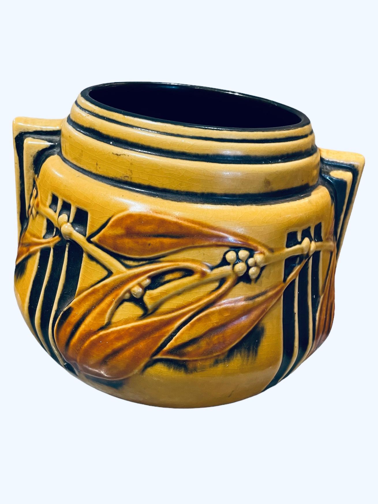 Repoussé  Roseville Pottery Laurel Pattern Vase For Sale