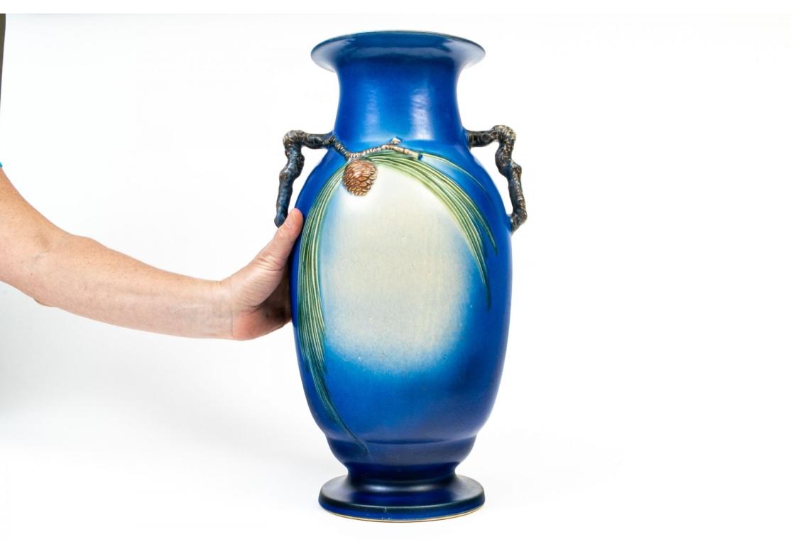 Roseville Pottery Pinecone Twin-Handled Floor Vase - #913-18 2