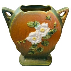  Roseville Pottery White Rose Flower Vase
