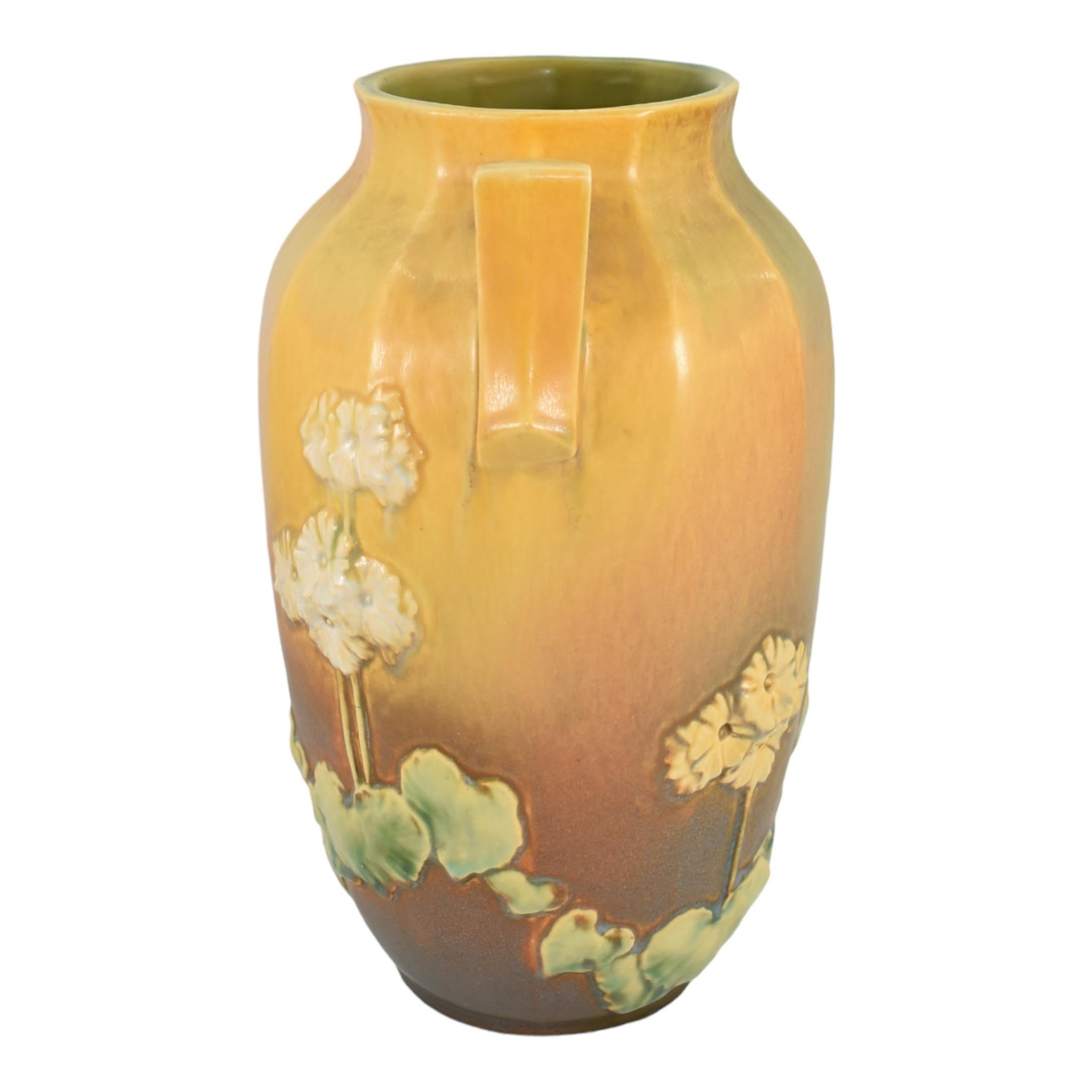 Art Deco Roseville Primrose Experimental Trial Glaze 1936 Vintage Pottery Ceramic Vase For Sale