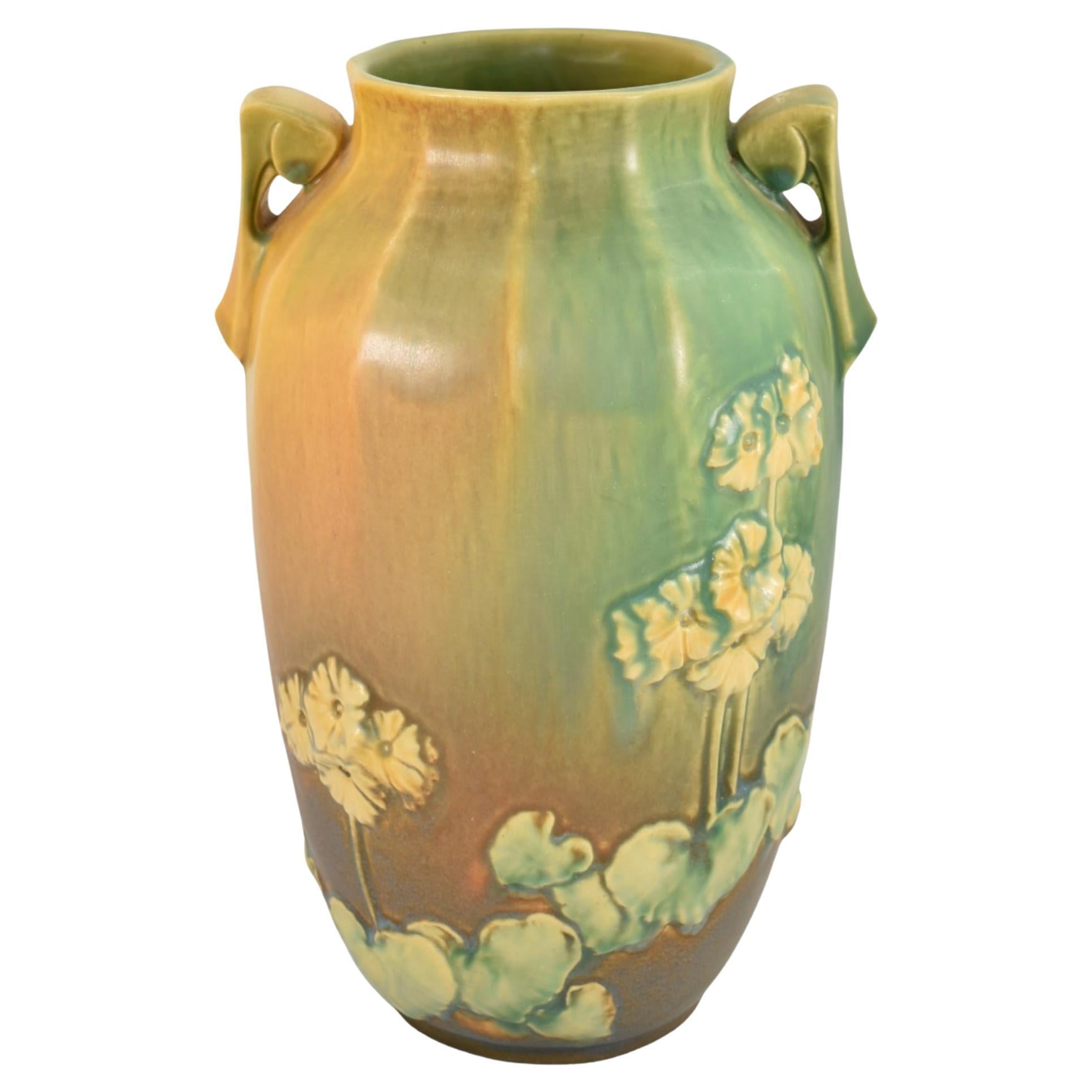 Vase en céramique vintage Roseville Primrose Experimental Trial Glaze 1936