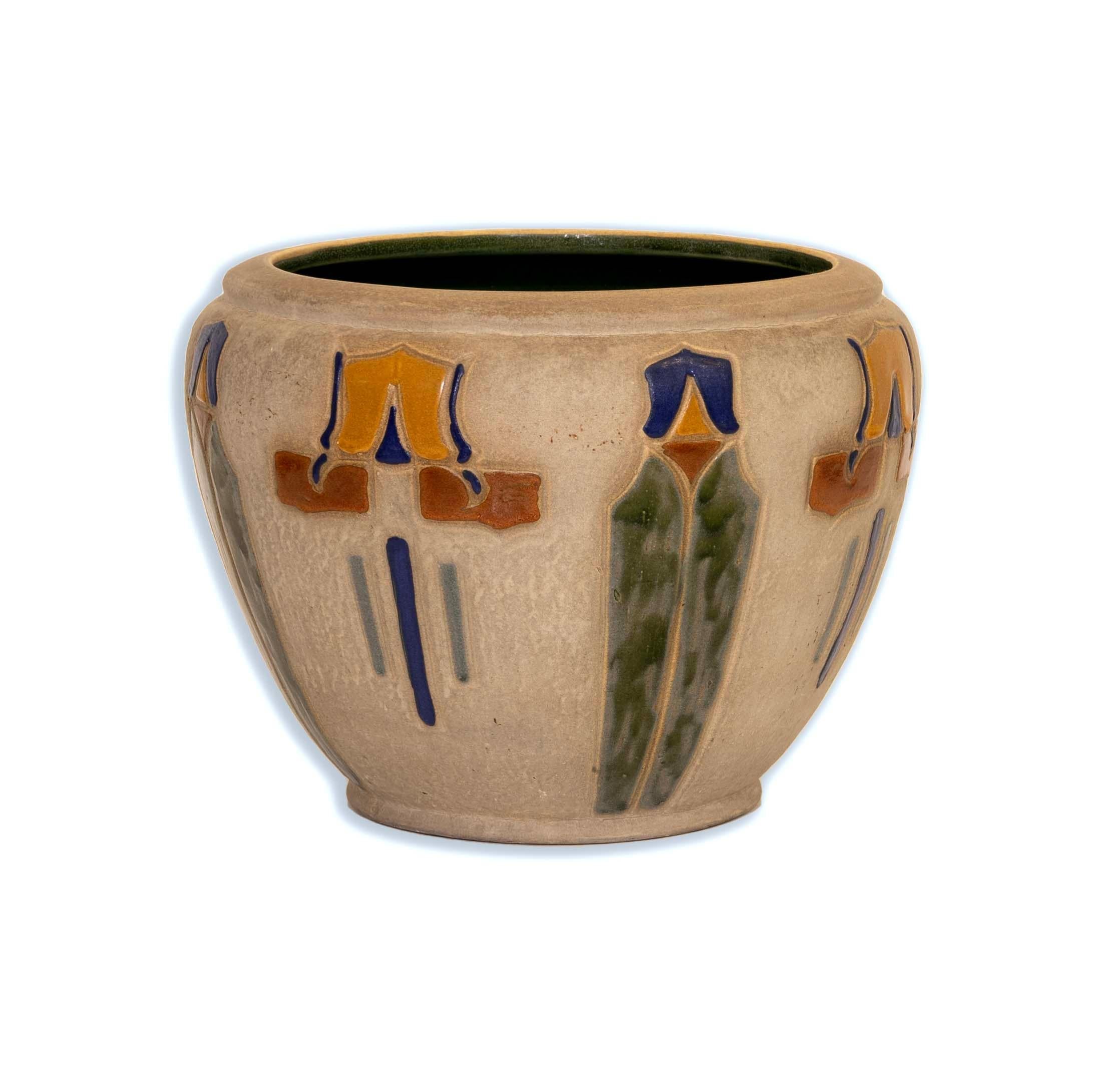 American Roseville Set of 7 Ceramic Mostique Vessels Arts & Crafts Early 20th Century For Sale