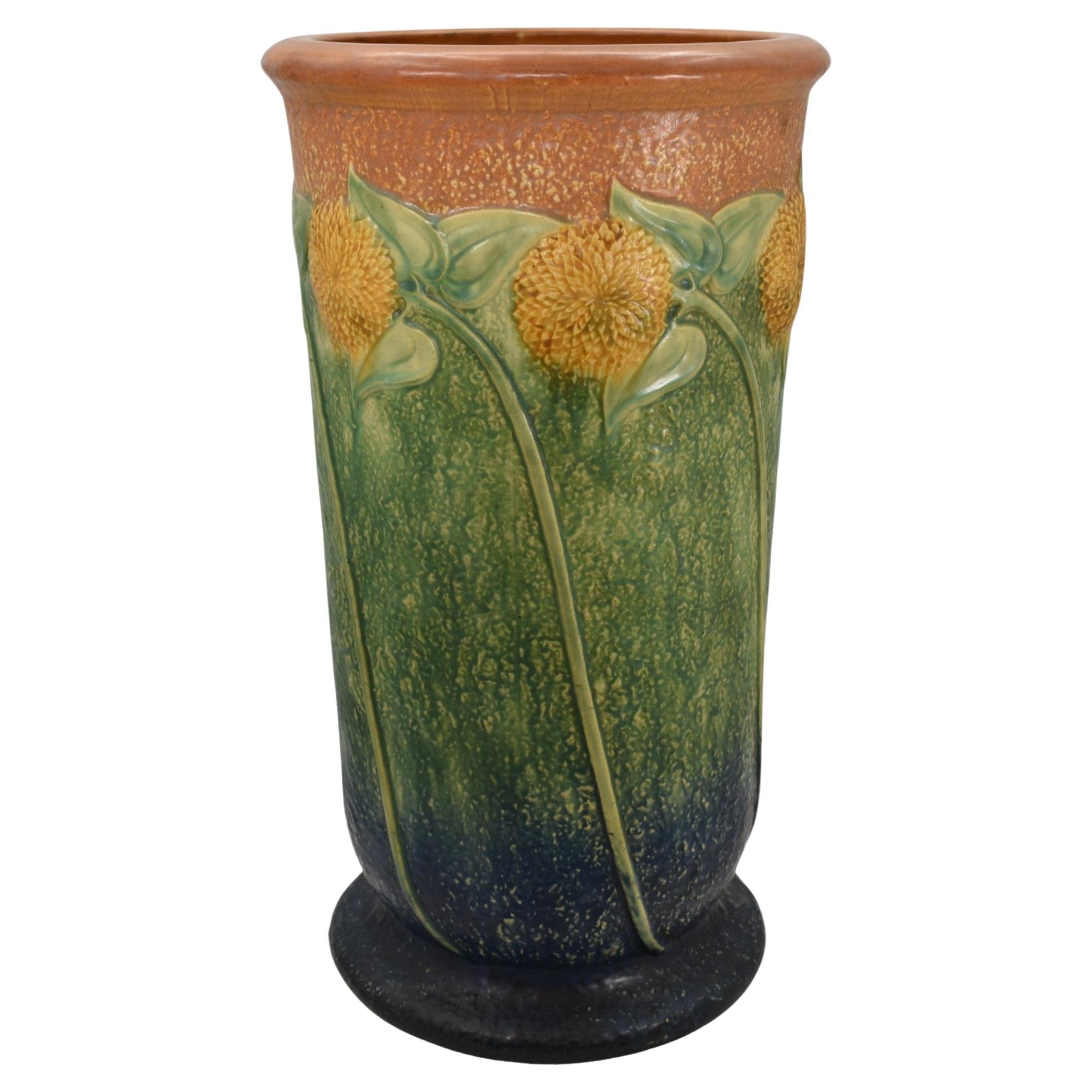 Roseville Sunflower 1930 Vintage Arts And Crafts Ceramic Umbrella Stand 770-20
