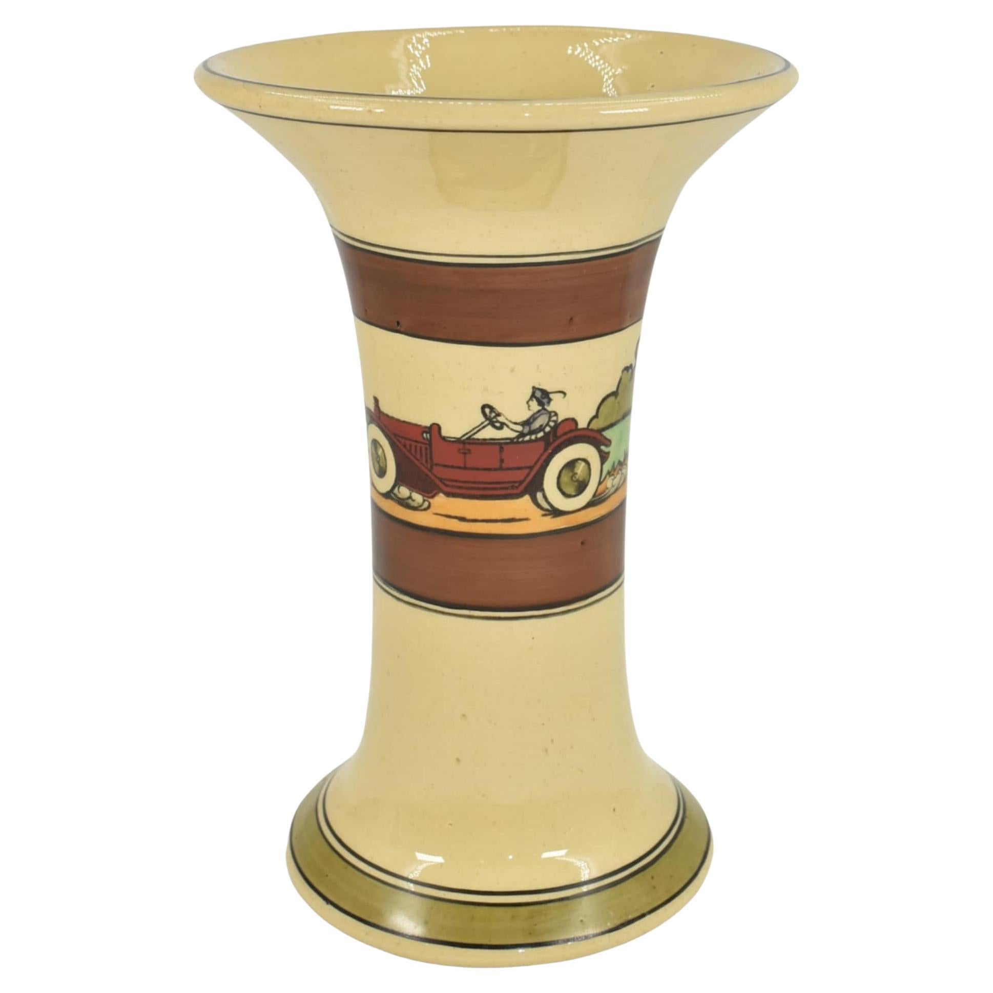 Roseville Tourist Creamware 1916 Arts And Crafts Pottery Flaring Rim Flower Vase For Sale