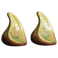 Roseville Wincraft Art Pottery Bookends, Floral, C1948