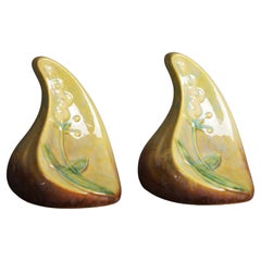 Vintage Roseville Wincraft Art Pottery Bookends, Floral, C1948