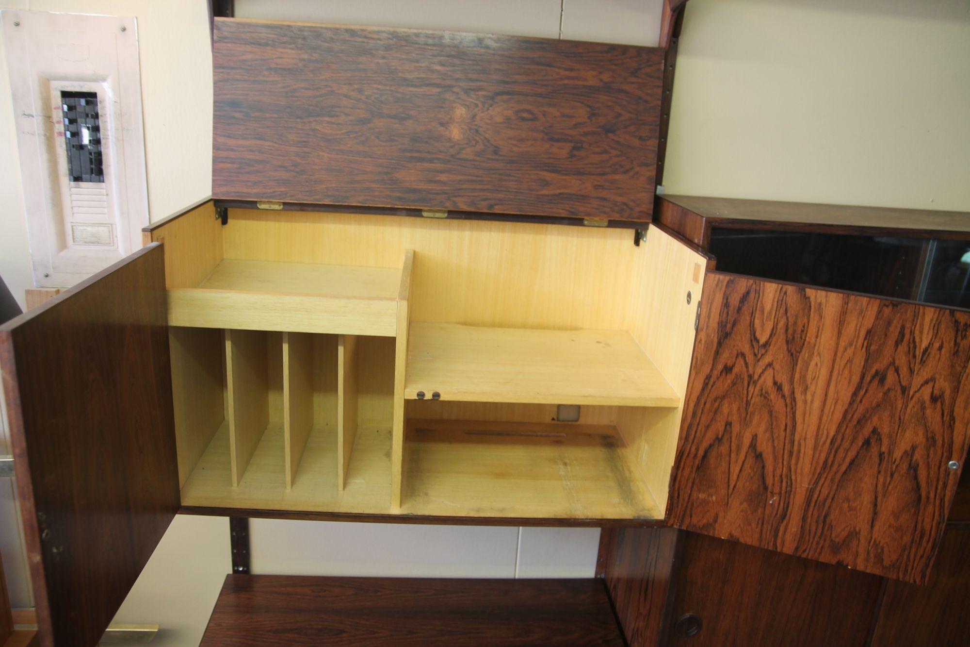 Rosewood 2 bay Cado wall unit imported by Raymor In Good Condition In Asbury Park, NJ