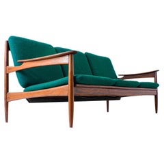 Rosewood 3-Seater Sofa in Emerald Green Upholstery, Denmark, 1960s