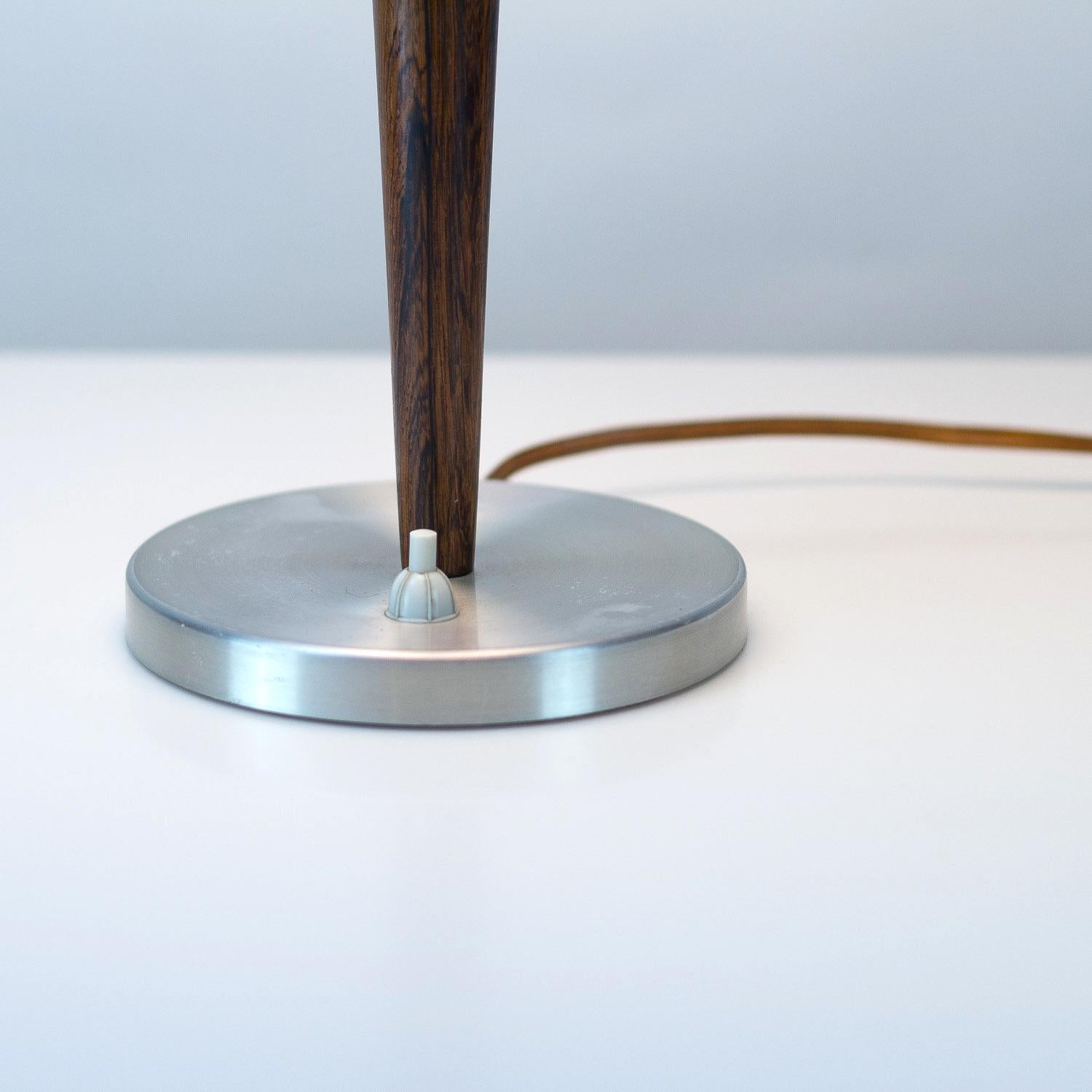 Rosewood, Aluminium and Opaline Glass Table Lamp by Fog & Mørup, Denmark, 1950s 3