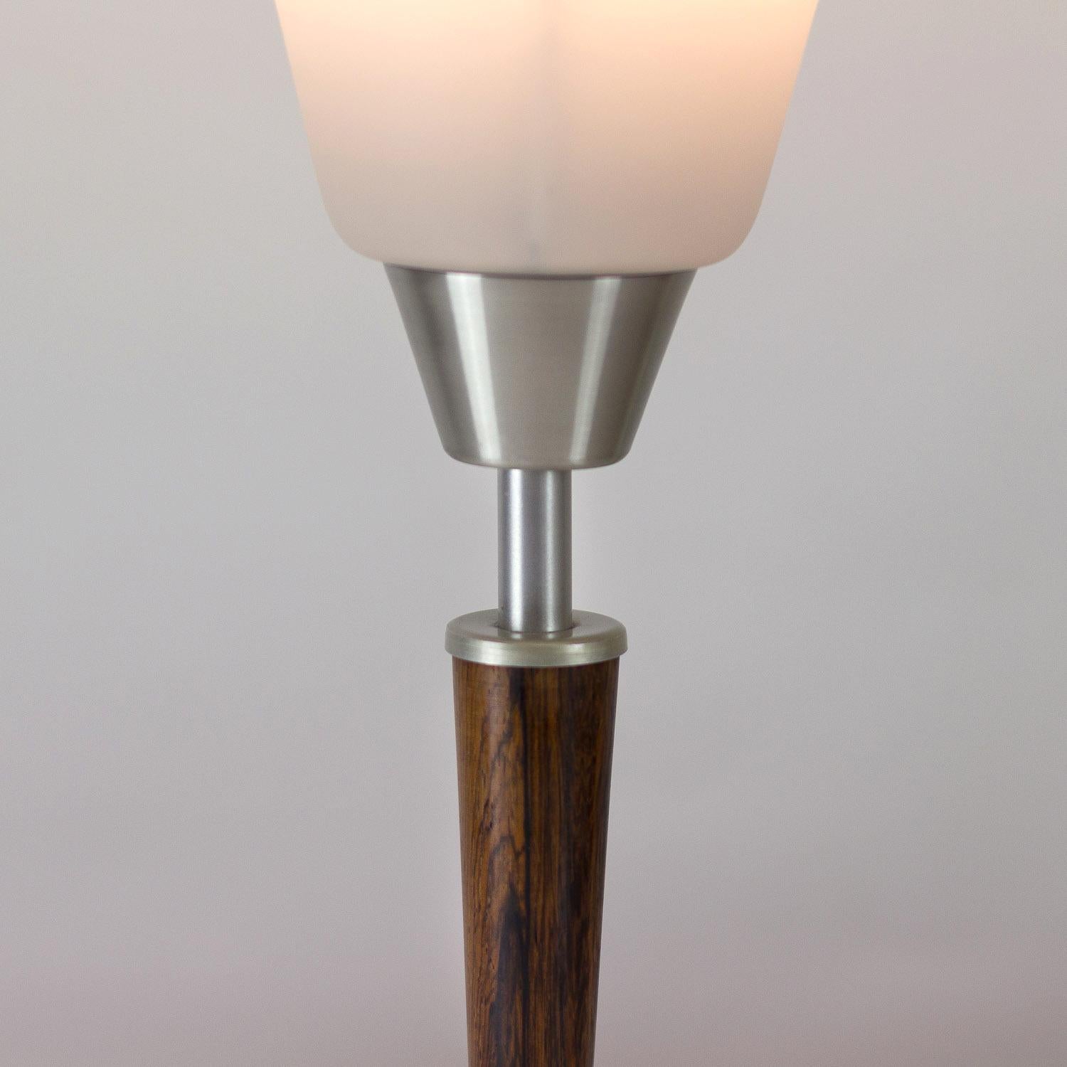 Rosewood, Aluminium and Opaline Glass Table Lamp by Fog & Mørup, Denmark, 1950s 2