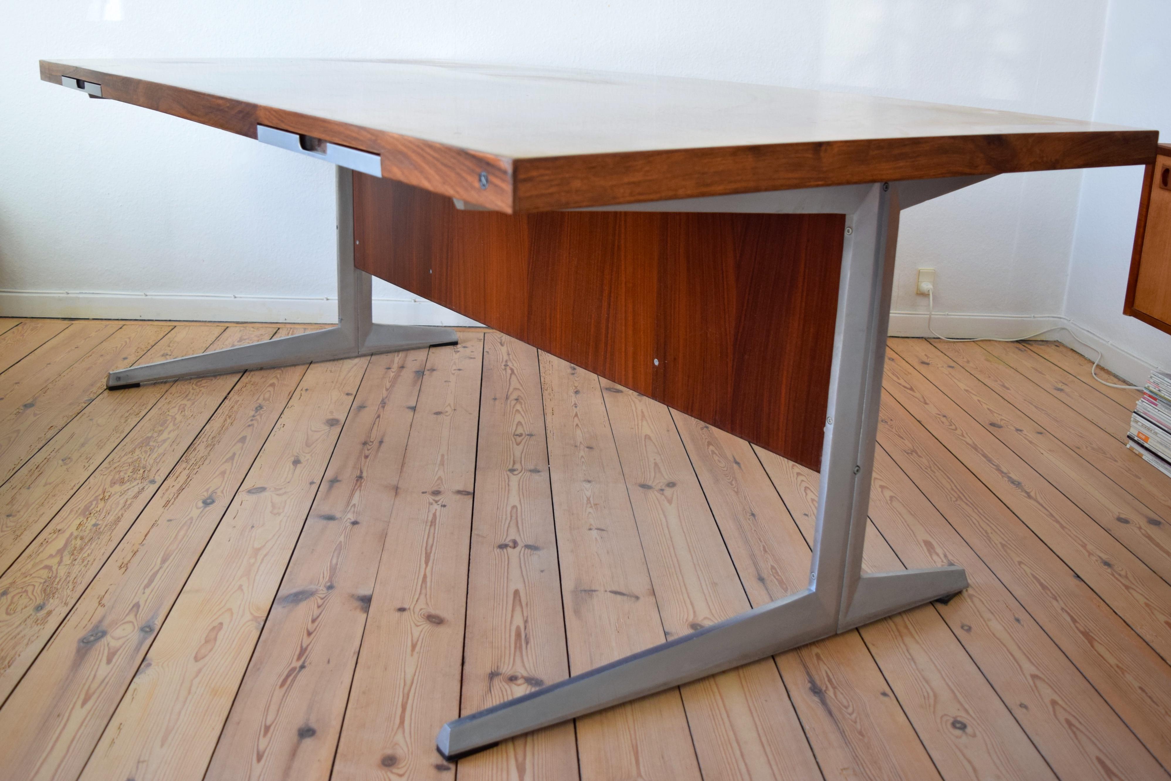 Rosewood and Aluminium Executive Desk, Marius Byrialsen for Nipu Møbler, Denmark 1