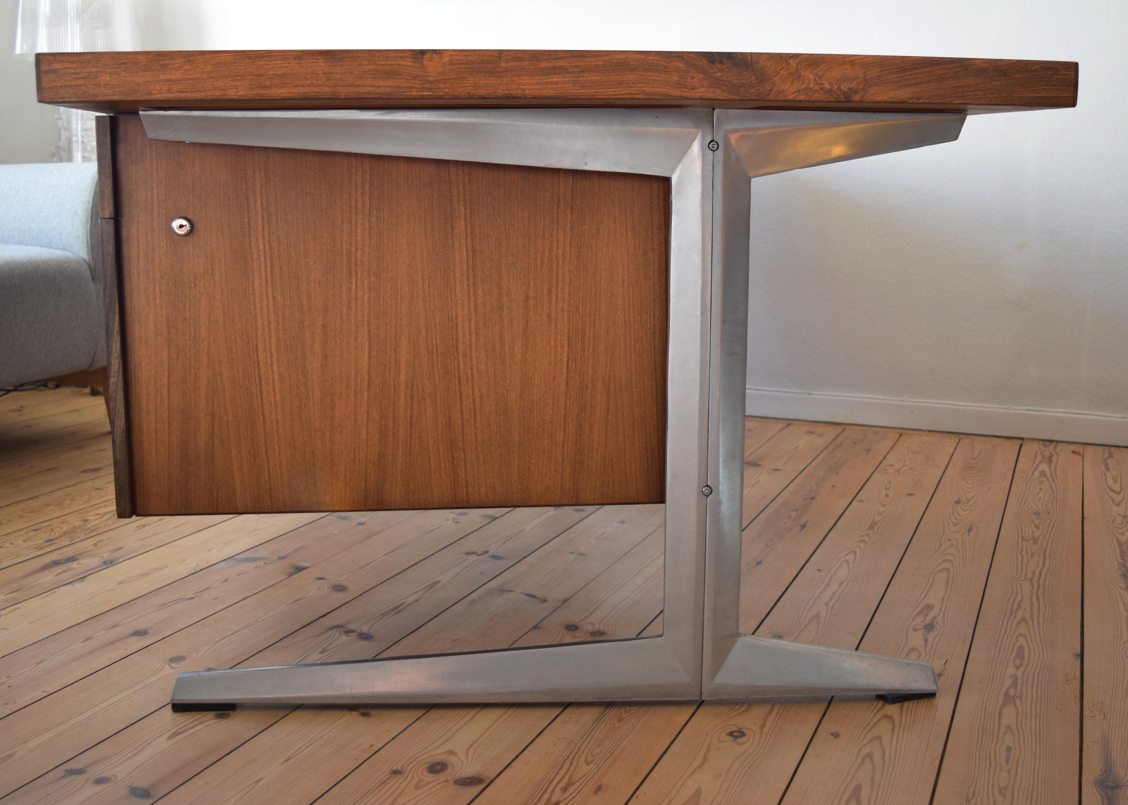 Rosewood and Aluminium Executive Desk, Marius Byrialsen for Nipu Møbler, Denmark 3