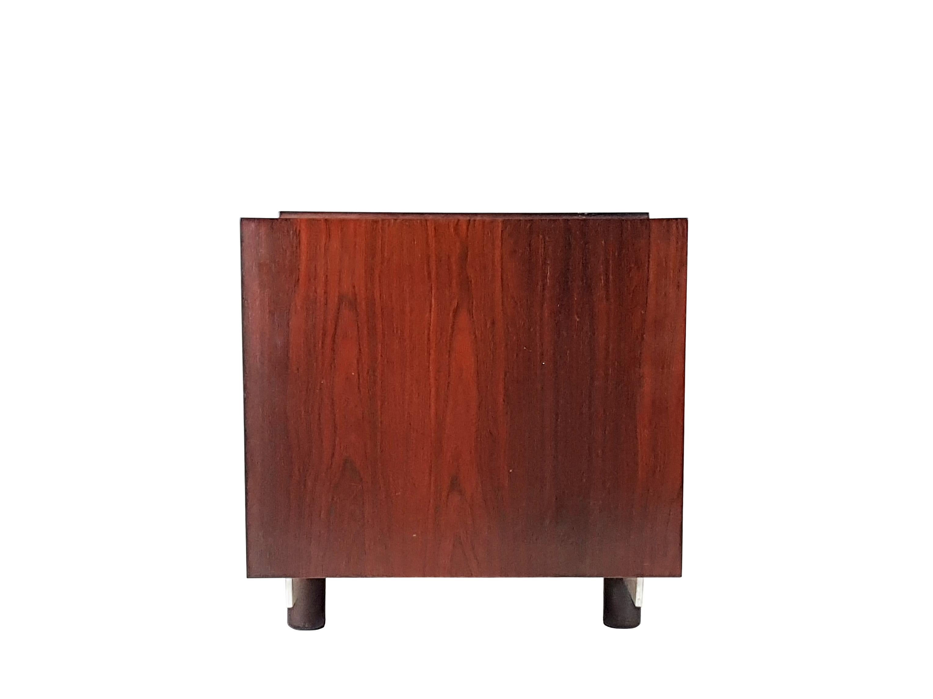 Mid-Century Modern Stained wood  & Aluminum '60s Chest of Drawers by G. Frattini for Bernini
