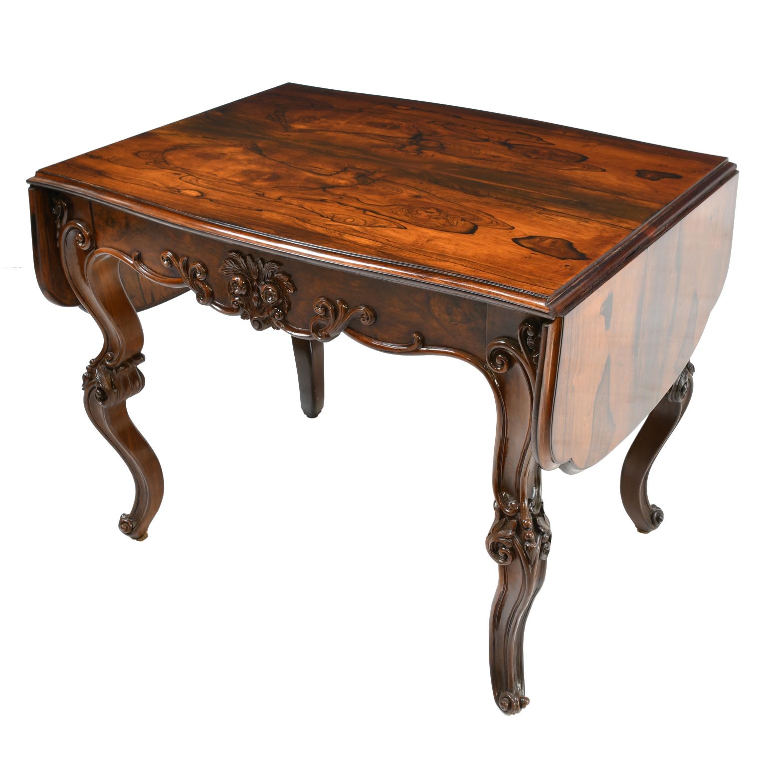 Rosewood American Rococo Revival Sofa Table or Writing Table NYC, circa 1840 For Sale 5