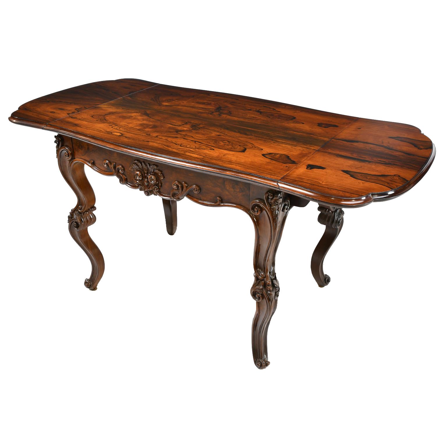 Rosewood American Rococo Revival Sofa Table or Writing Table NYC, circa 1840 For Sale 6