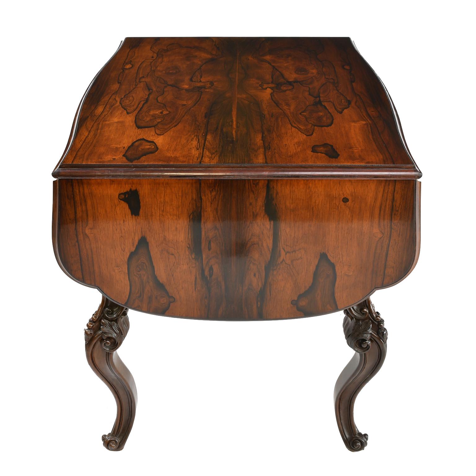 Rosewood American Rococo Revival Sofa Table or Writing Table NYC, circa 1840 For Sale 8